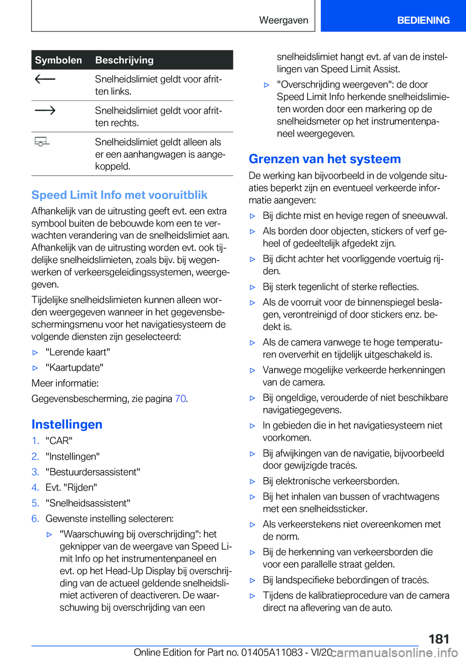 BMW 7 SERIES 2021  Instructieboekjes (in Dutch) �S�y�m�b�o�l�e�n�B�e�s�c�h�r�i�j�v�i�n�g��S�n�e�l�h�e�i�d�s�l�i�m�i�e�t��g�e�l�d�t��v�o�o�r��a�f�r�i�tj
�t�e�n��l�i�n�k�s�.��S�n�e�l�h�e�i�d�s�l�i�m�i�e�t��g�e�l�d�t��v�o�o�r��a�f�r�i�tj
�t