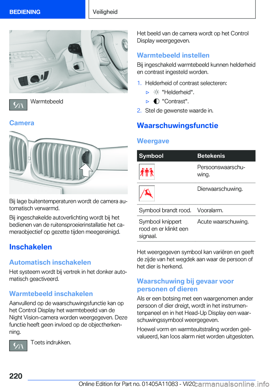 BMW 7 SERIES 2021  Instructieboekjes (in Dutch) �W�a�r�m�t�e�b�e�e�l�d
�C�a�m�e�r�a
�B�i�j��l�a�g�e��b�u�i�t�e�n�t�e�m�p�e�r�a�t�u�r�e�n��w�o�r�d�t��d�e��c�a�m�e�r�a��a�uj
�t�o�m�a�t�i�s�c�h��v�e�r�w�a�r�m�d�.
�B�i�j��i�n�g�e�s�c�h�a�k�e�l