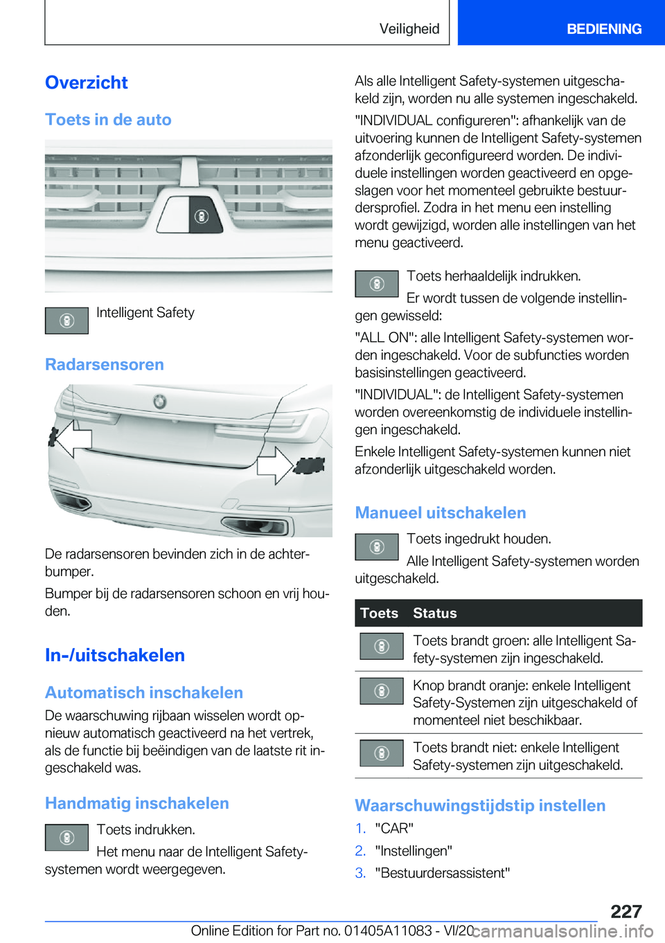 BMW 7 SERIES 2021  Instructieboekjes (in Dutch) �O�v�e�r�z�i�c�h�t�T�o�e�t�s��i�n��d�e��a�u�t�o
�I�n�t�e�l�l�i�g�e�n�t��S�a�f�e�t�y
�R�a�d�a�r�s�e�n�s�o�r�e�n
�D�e��r�a�d�a�r�s�e�n�s�o�r�e�n��b�e�v�i�n�d�e�n��z�i�c�h��i�n��d�e��a�c�h�t�e�