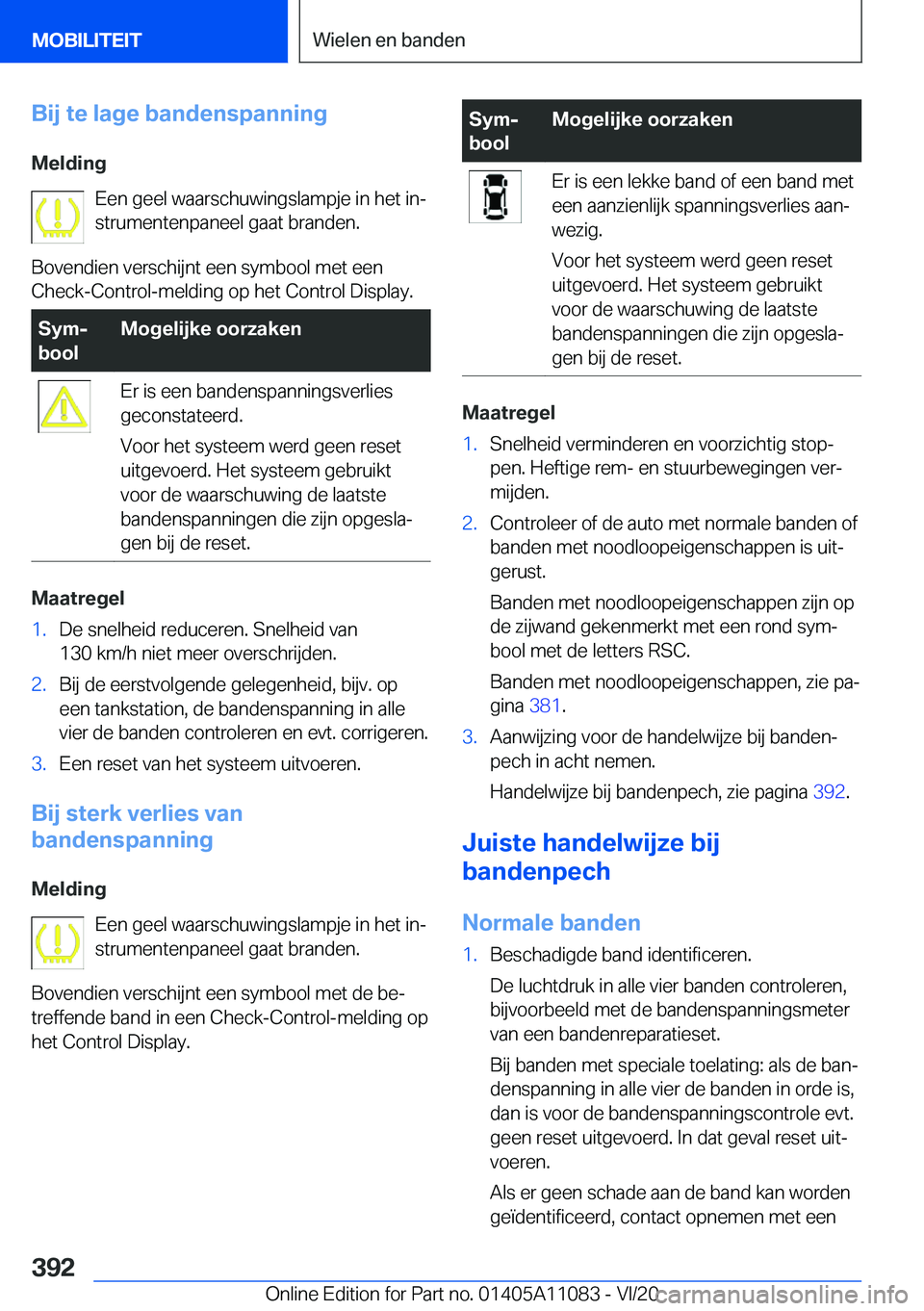 BMW 7 SERIES 2021  Instructieboekjes (in Dutch) �B�i�j��t�e��l�a�g�e��b�a�n�d�e�n�s�p�a�n�n�i�n�g�M�e�l�d�i�n�g �E�e�n��g�e�e�l��w�a�a�r�s�c�h�u�w�i�n�g�s�l�a�m�p�j�e��i�n��h�e�t��i�nj
�s�t�r�u�m�e�n�t�e�n�p�a�n�e�e�l��g�a�a�t��b�r�a�n�d