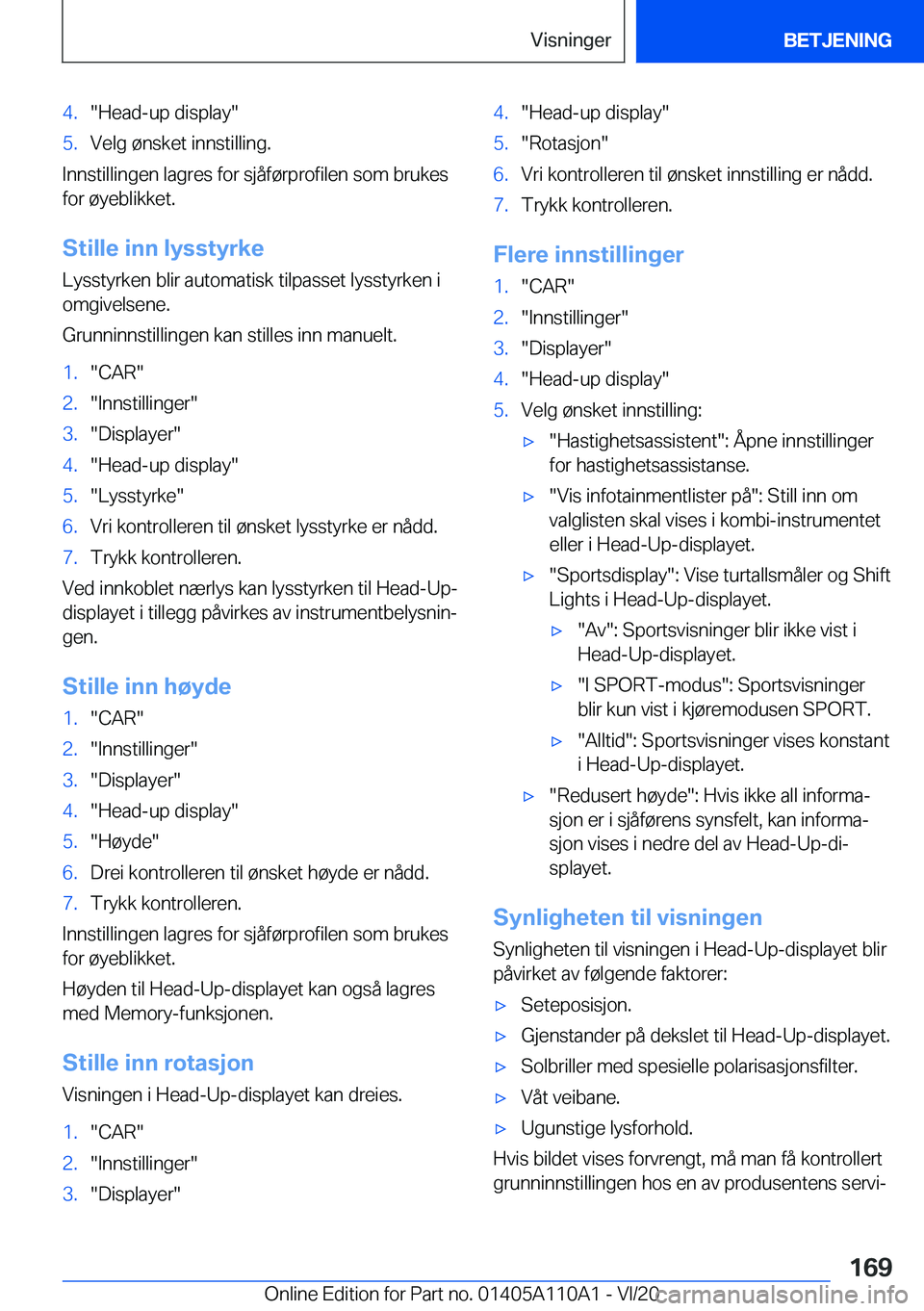 BMW 7 SERIES 2021  InstruksjonsbØker (in Norwegian) �4�.��H�e�a�d�-�u�p��d�i�s�p�l�a�y��5�.�V�e�l�g��