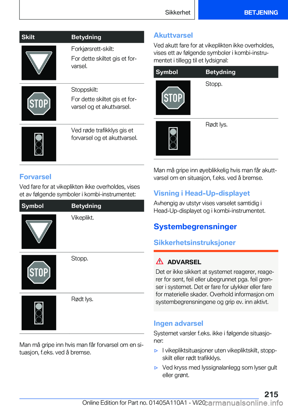 BMW 7 SERIES 2021  InstruksjonsbØker (in Norwegian) �S�k�i�l�t�B�e�t�y�d�n�i�n�g�F�o�r�k�j�