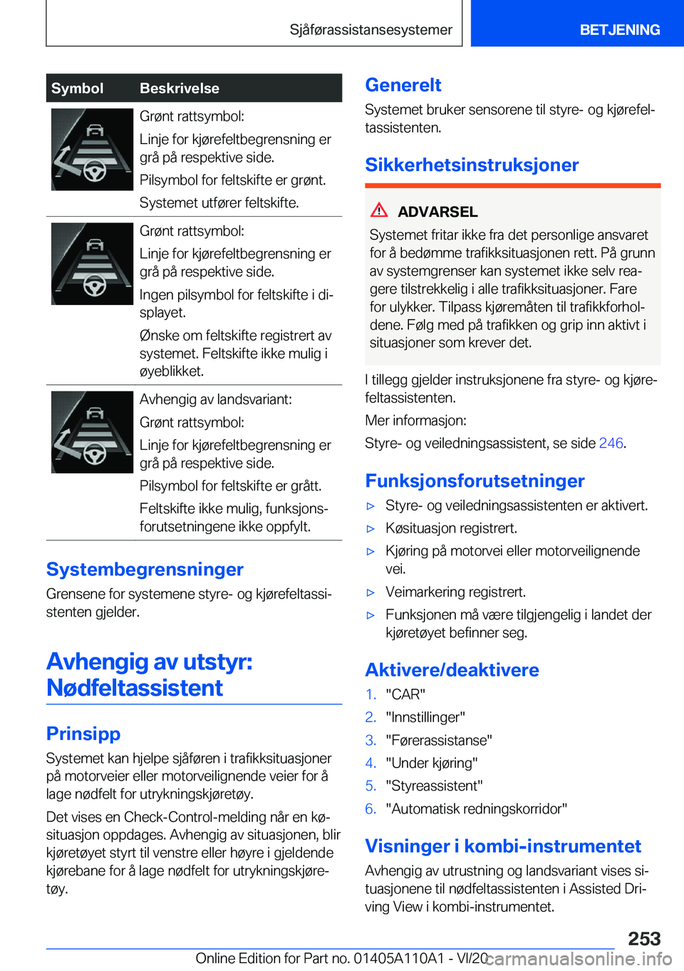 BMW 7 SERIES 2021  InstruksjonsbØker (in Norwegian) �S�y�m�b�o�l�B�e�s�k�r�i�v�e�l�s�e�G�r�