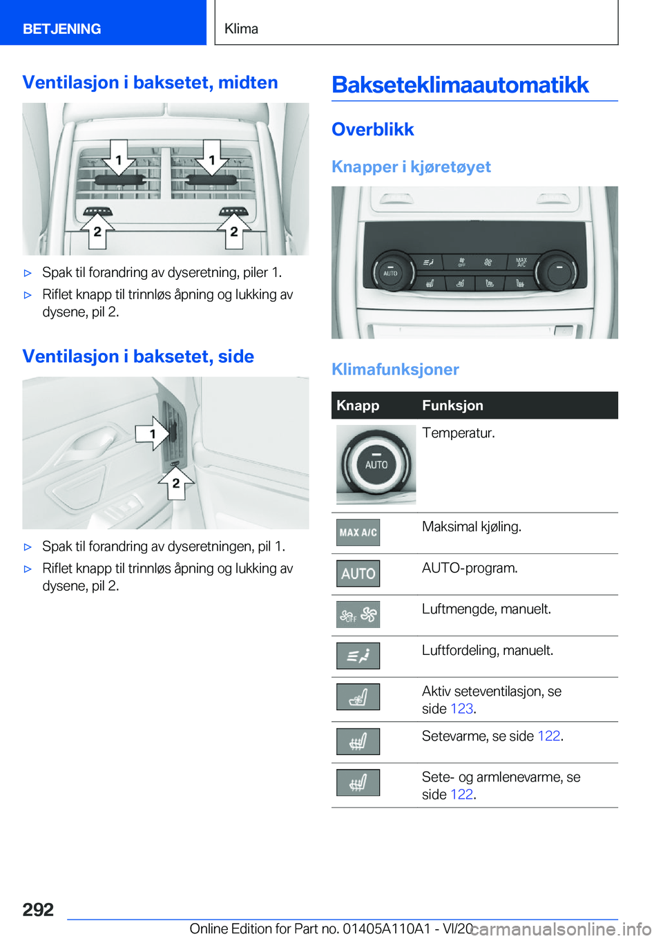 BMW 7 SERIES 2021  InstruksjonsbØker (in Norwegian) �V�e�n�t�i�l�a�s�j�o�n��i��b�a�k�s�e�t�e�t�,��m�i�d�t�e�n'x�S�p�a�k��t�i�l��f�o�r�a�n�d�r�i�n�g��a�v��d�y�s�e�r�e�t�n�i�n�g�,��p�i�l�e�r��1�.'x�R�i�f�l�e�t��k�n�a�p�p��t�i�l��t�r�i