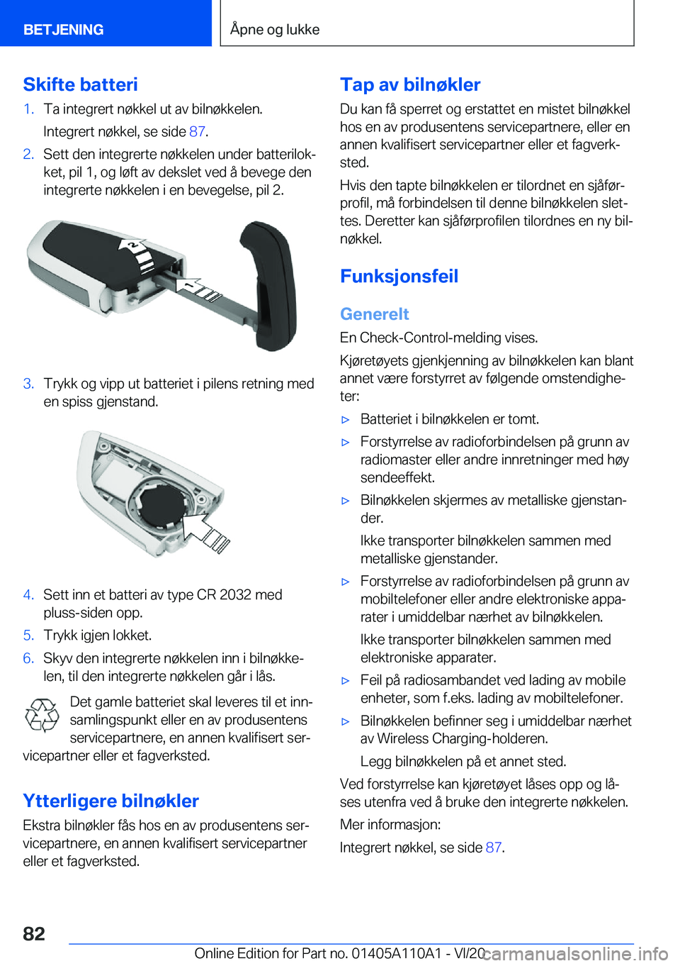BMW 7 SERIES 2021  InstruksjonsbØker (in Norwegian) �S�k�i�f�t�e��b�a�t�t�e�r�i�1�.�T�a��i�n�t�e�g�r�e�r�t��n�