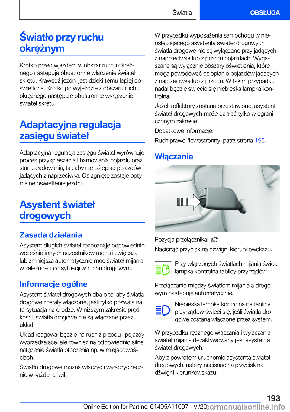 BMW 7 SERIES 2021  Instrukcja obsługi (in Polish) �w�i�a�t�ł�o��p�r�z�y��r�u�c�h�u�o�k�r�