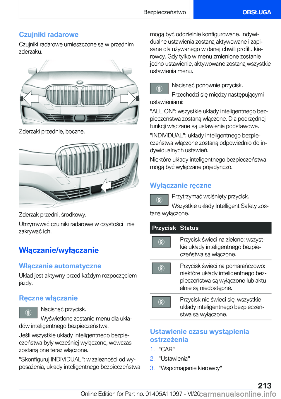 BMW 7 SERIES 2021  Instrukcja obsługi (in Polish) �C�z�u�j�n�i�k�i��r�a�d�a�r�o�w�e
�C�z�u�j�n�i�k�i��r�a�d�a�r�o�w�e��u�m�i�e�s�z�c�z�o�n�e��s�