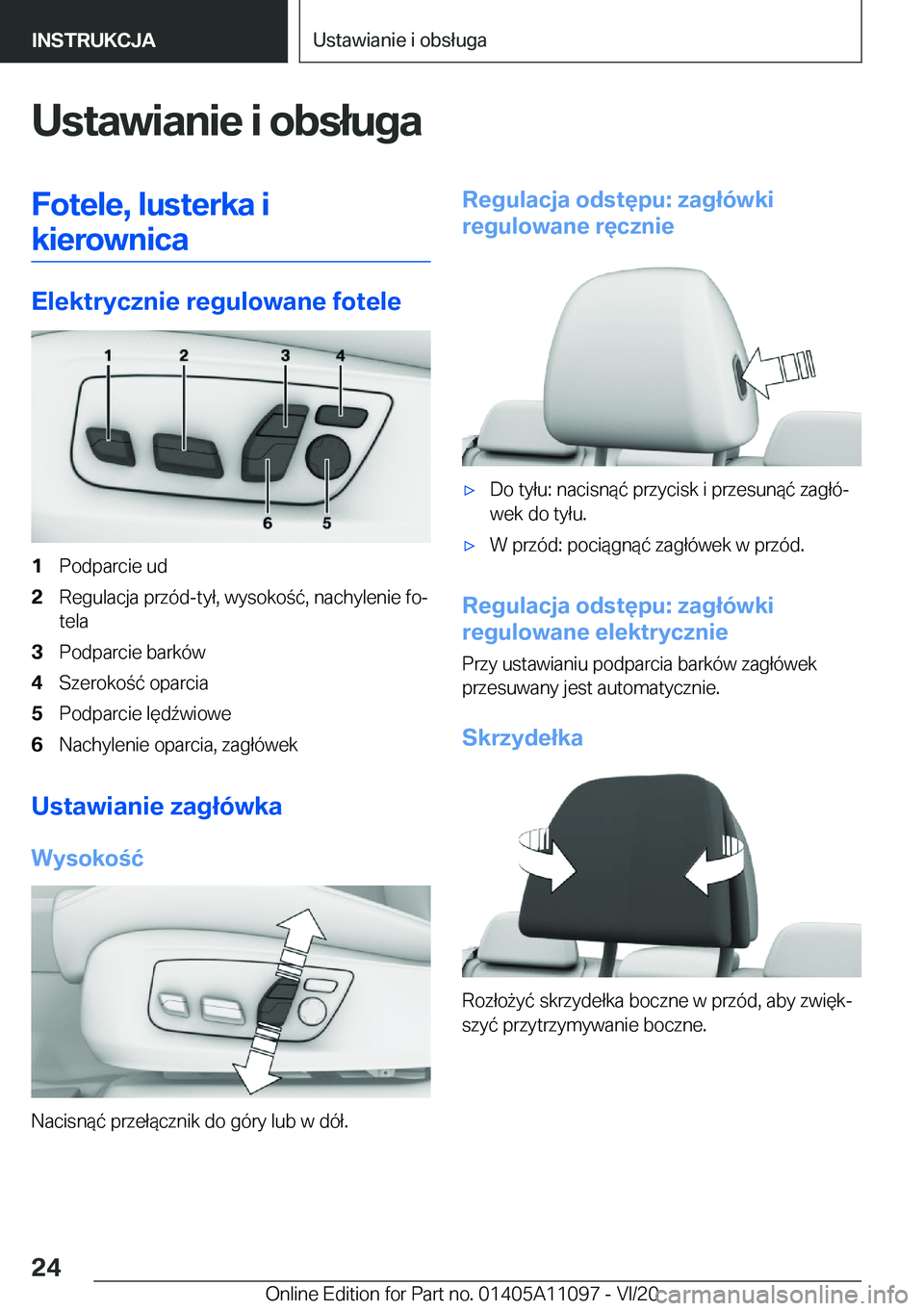 BMW 7 SERIES 2021  Instrukcja obsługi (in Polish) �U�s�t�a�w�i�a�n�i�e��i��o�b�s�ł�u�g�a�F�o�t�e�l�e�,��l�u�s�t�e�r�k�a��i�k�i�e�r�o�w�n�i�c�a
�E�l�e�k�t�r�y�c�z�n�i�e��r�e�g�u�l�o�w�a�n�e��f�o�t�e�l�e
�1�P�o�d�p�a�r�c�i�e��u�d�2�R�e�g�u�l�a�