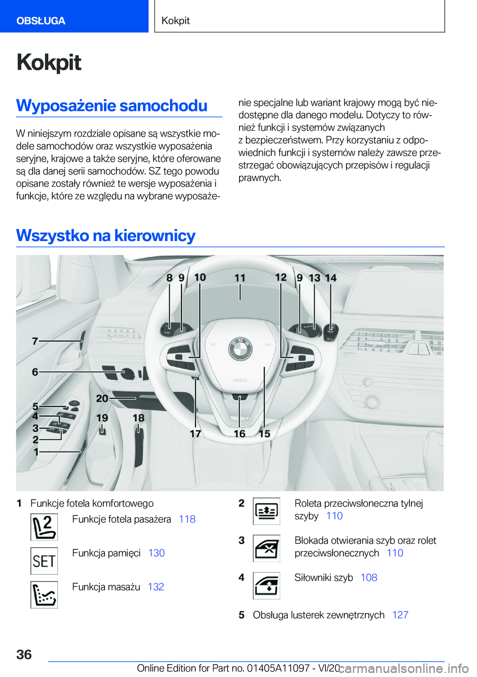 BMW 7 SERIES 2021  Instrukcja obsługi (in Polish) �K�o�k�p�i�t�W�y�p�o�s�a9�e�n�i�e��s�a�m�o�c�h�o�d�u
�W��n�i�n�i�e�j�s�z�y�m��r�o�z�d�z�i�a�l�e��o�p�i�s�a�n�e��s�