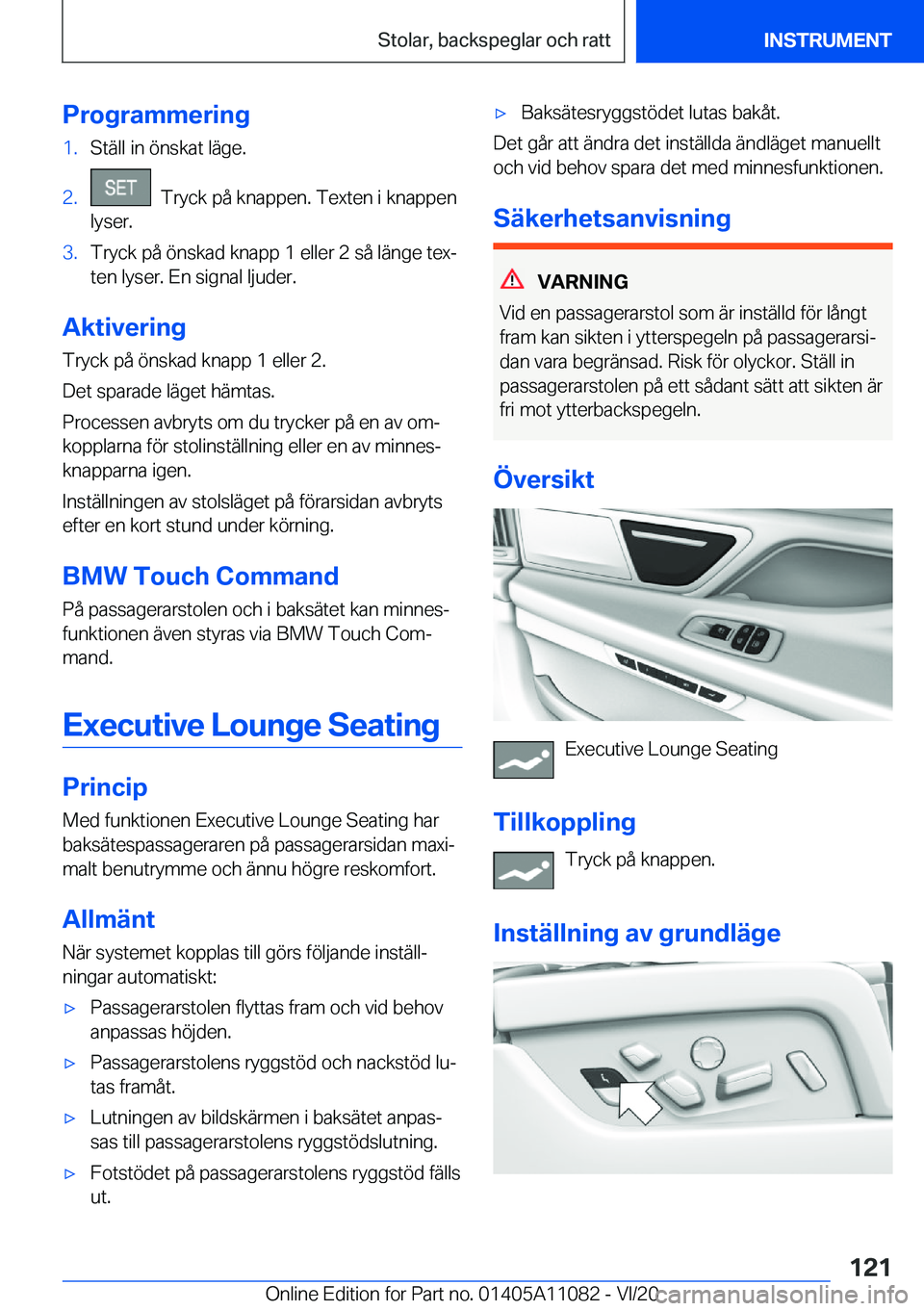 BMW 7 SERIES 2021  InstruktionsbÖcker (in Swedish) �P�r�o�g�r�a�m�m�e�r�i�n�g�1�.�S�t�ä�l�l��i�n��
