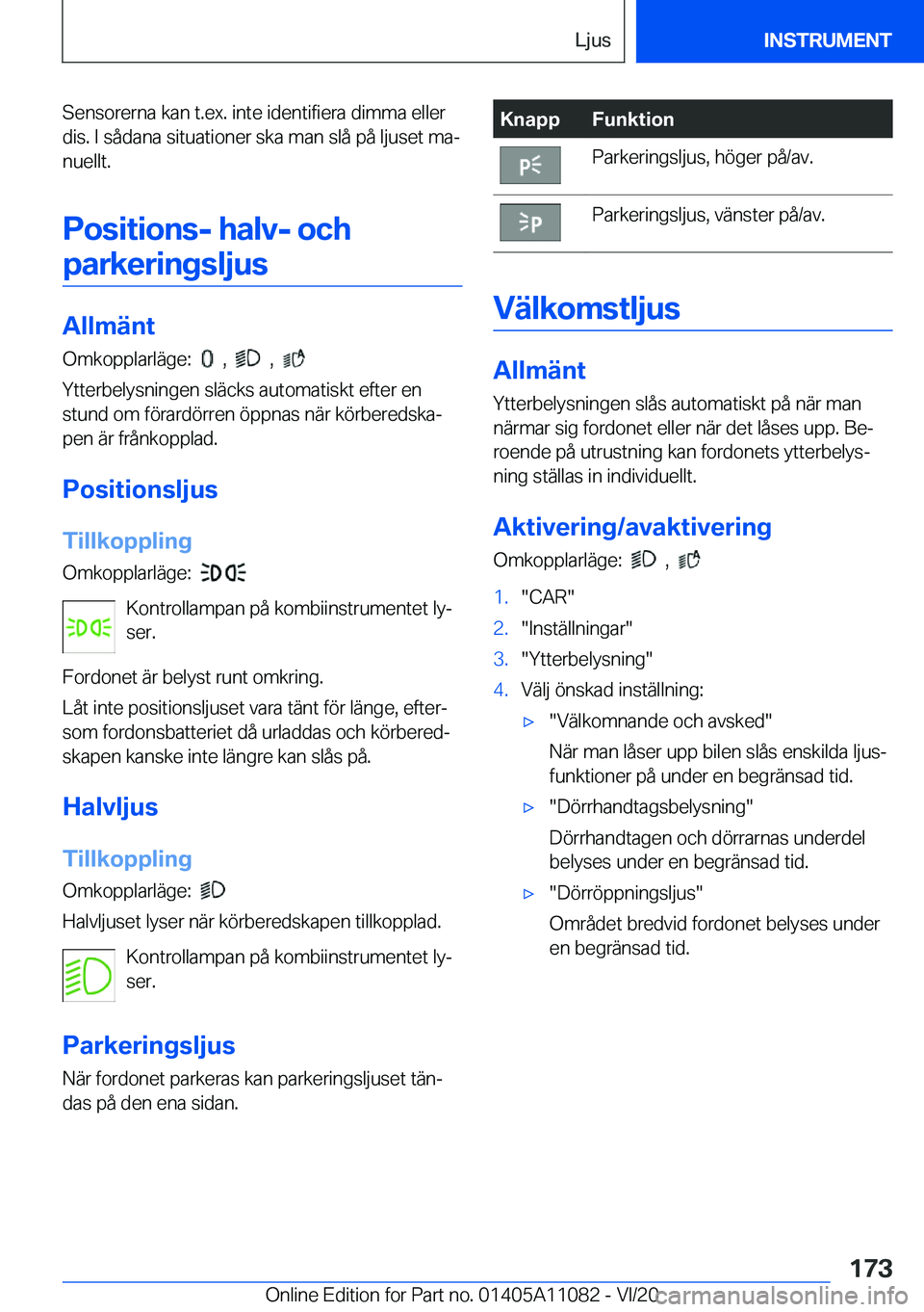 BMW 7 SERIES 2021  InstruktionsbÖcker (in Swedish) �S�e�n�s�o�r�e�r�n�a��k�a�n��t�.�e�x�.��i�n�t�e��i�d�e�n�t�i�f�i�e�r�a��d�i�m�m�a��e�l�l�e�r�d�i�s�.��I��s�å�d�a�n�a��s�i�t�u�a�t�i�o�n�e�r��s�k�a��m�a�n��s�l�å��p�å��l�j�u�s�e�t��m�