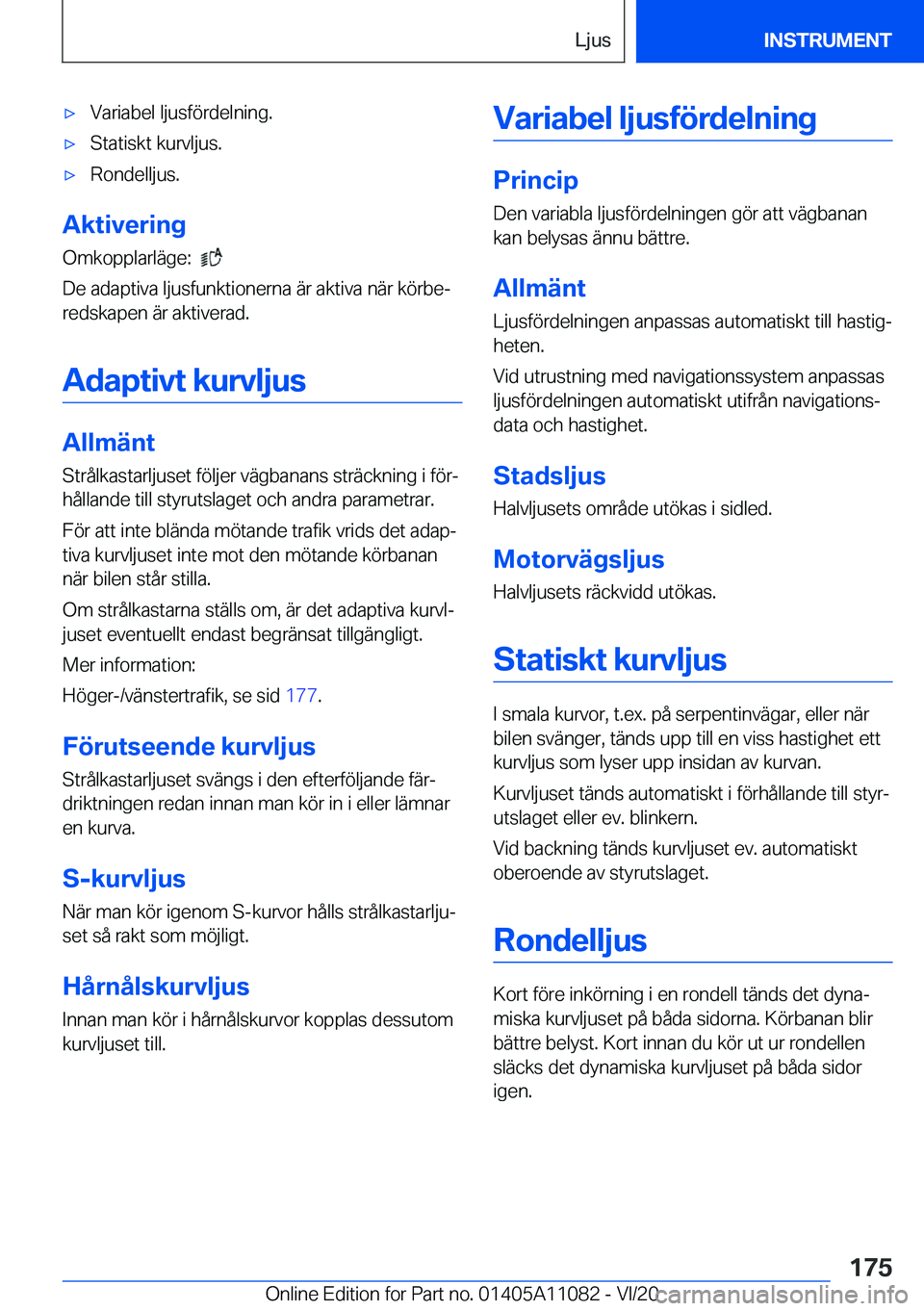 BMW 7 SERIES 2021  InstruktionsbÖcker (in Swedish) 'x�V�a�r�i�a�b�e�l��l�j�u�s�f�