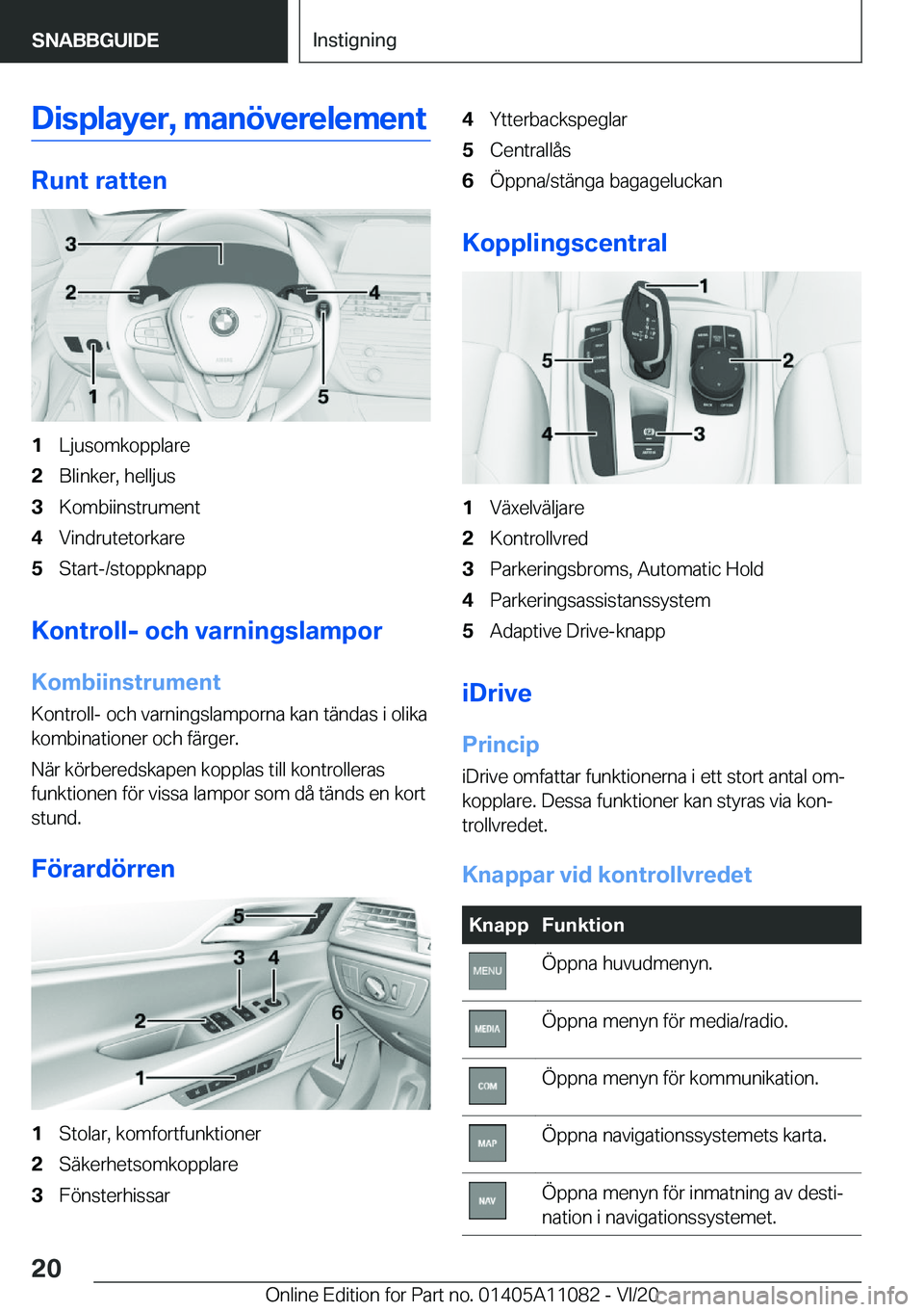 BMW 7 SERIES 2021  InstruktionsbÖcker (in Swedish) �D�i�s�p�l�a�y�e�r�,��m�a�n�