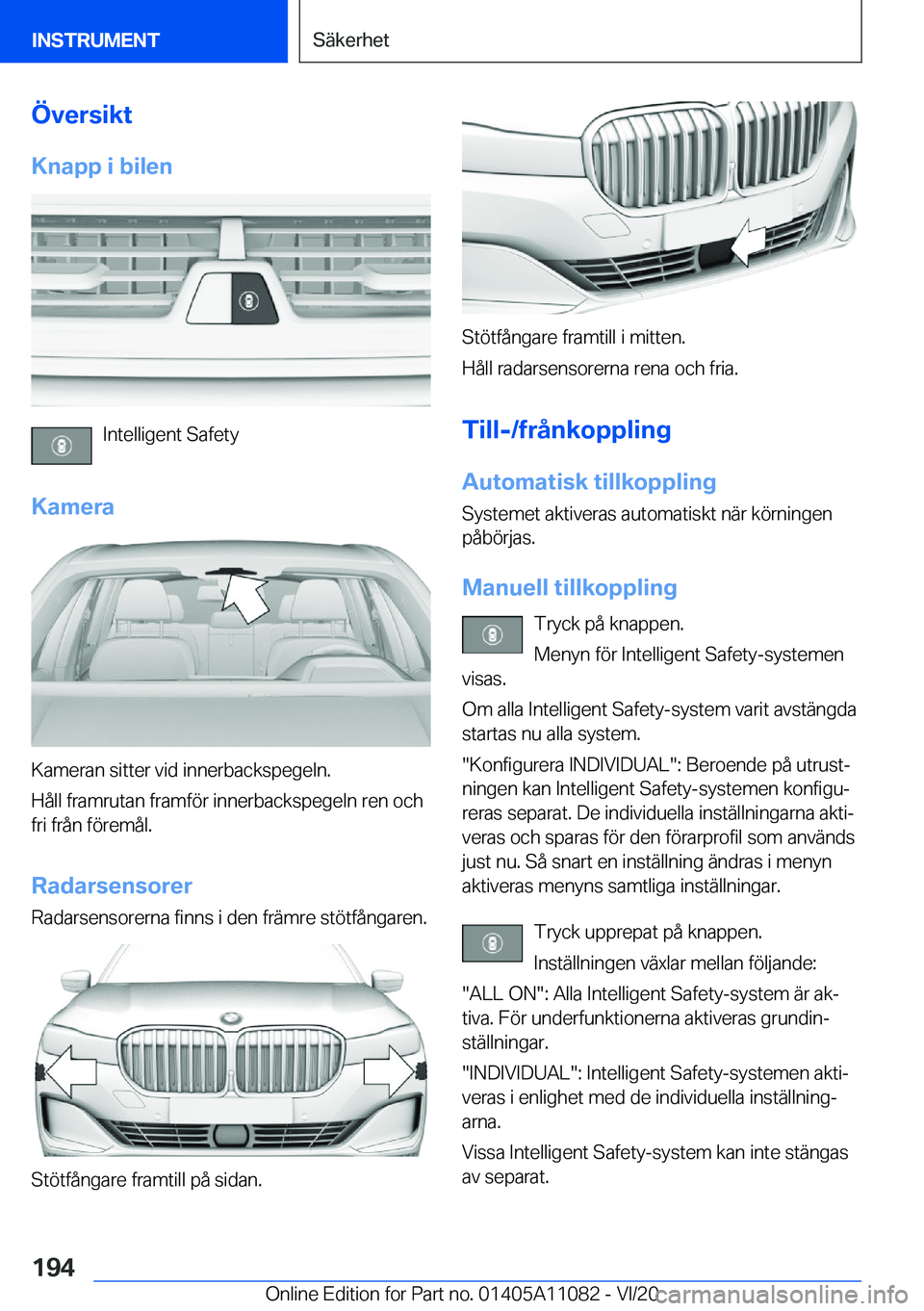 BMW 7 SERIES 2021  InstruktionsbÖcker (in Swedish) �