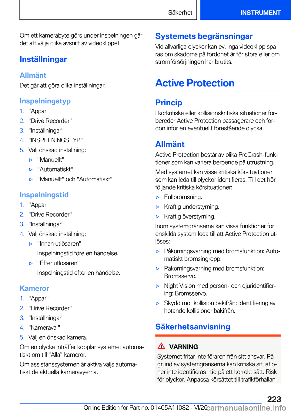 BMW 7 SERIES 2021  InstruktionsbÖcker (in Swedish) �O�m��e�t�t��k�a�m�e�r�a�b�y�t�e��g�