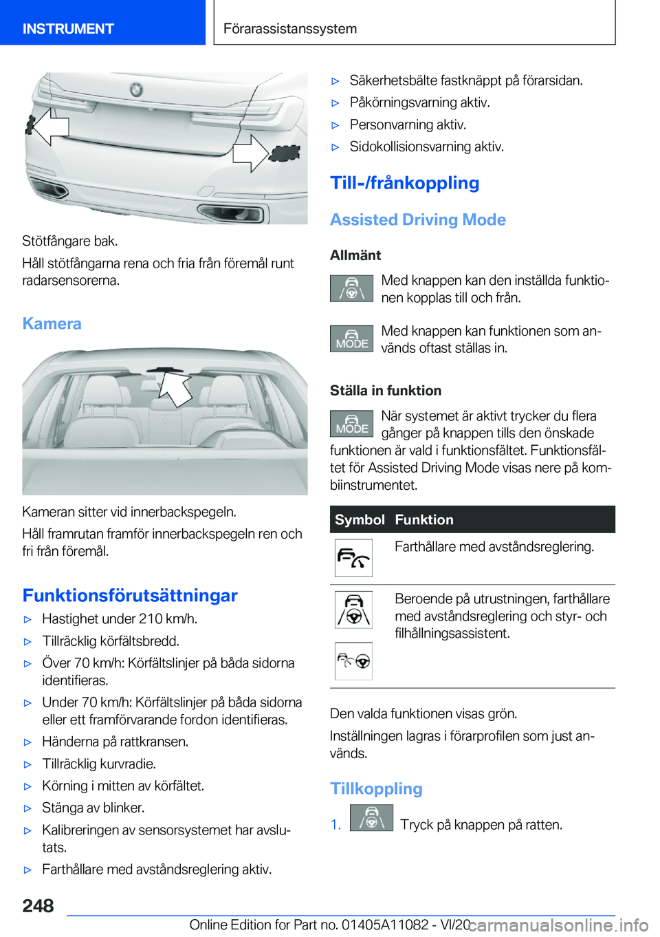 BMW 7 SERIES 2021  InstruktionsbÖcker (in Swedish) �S�t�
