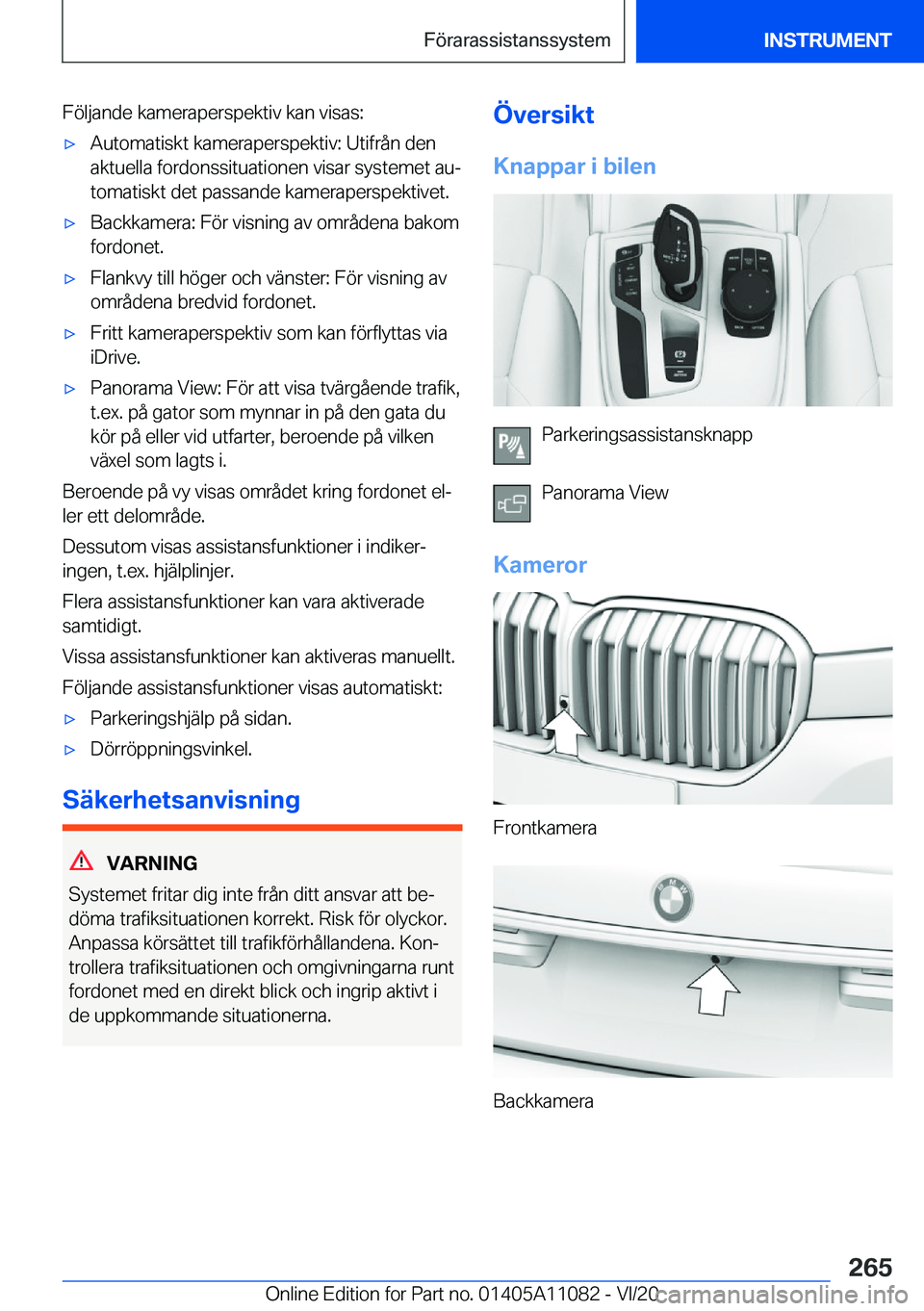 BMW 7 SERIES 2021  InstruktionsbÖcker (in Swedish) �F�