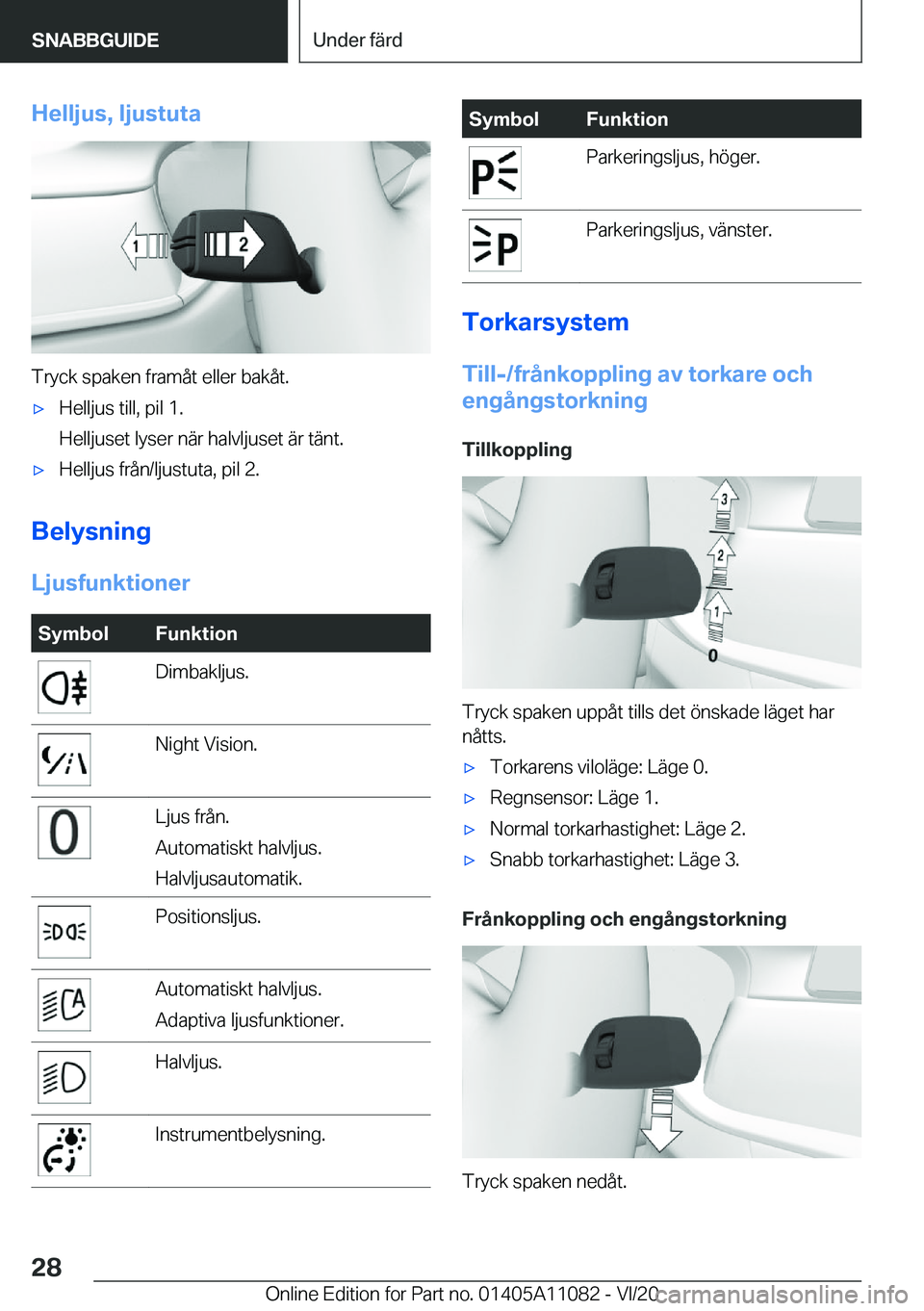 BMW 7 SERIES 2021  InstruktionsbÖcker (in Swedish) �H�e�l�l�j�u�s�,��l�j�u�s�t�u�t�a
�T�r�y�c�k��s�p�a�k�e�n��f�r�a�m�å�t��e�l�l�e�r��b�a�k�å�t�.
'x�H�e�l�l�j�u�s��t�i�l�l�,��p�i�l��1�.
�H�e�l�l�j�u�s�e�t��l�y�s�e�r��n�ä�r��h�a�l�v�l
