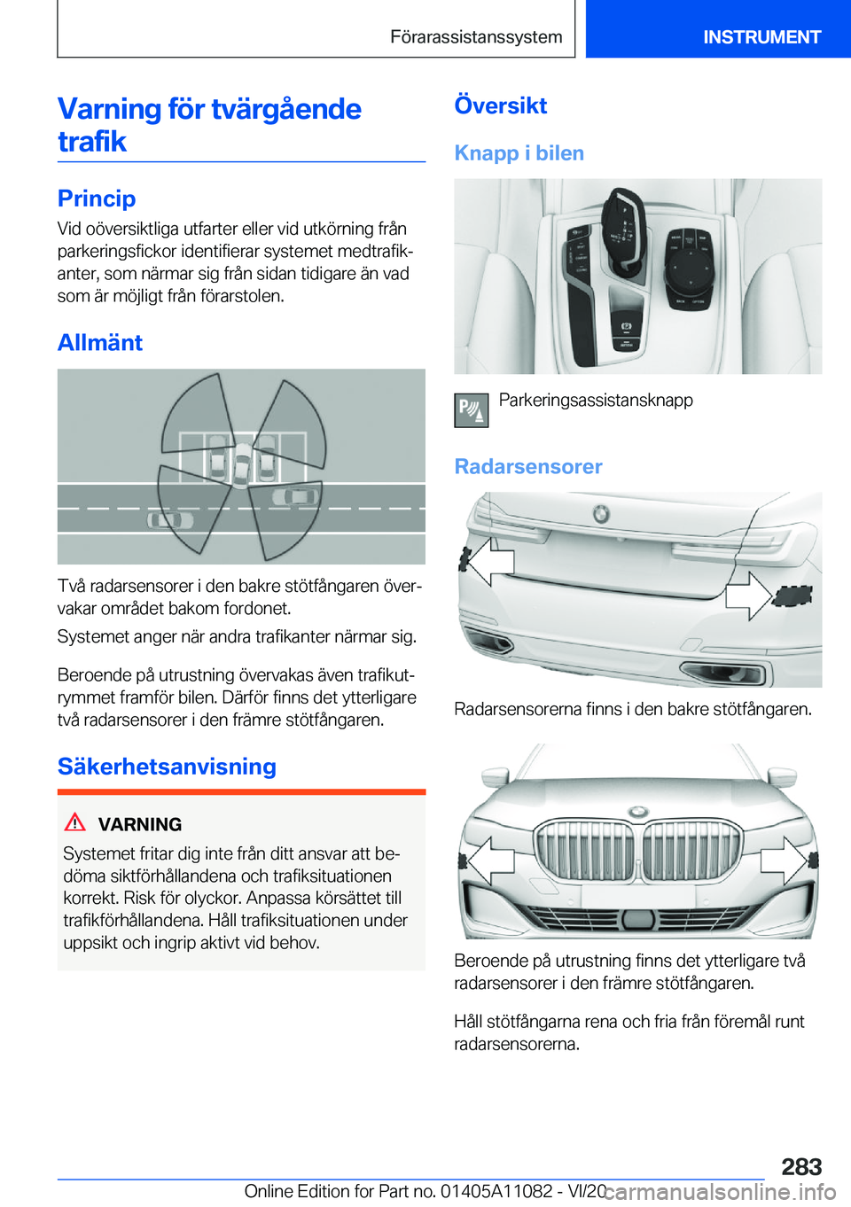 BMW 7 SERIES 2021  InstruktionsbÖcker (in Swedish) �V�a�r�n�i�n�g��f�