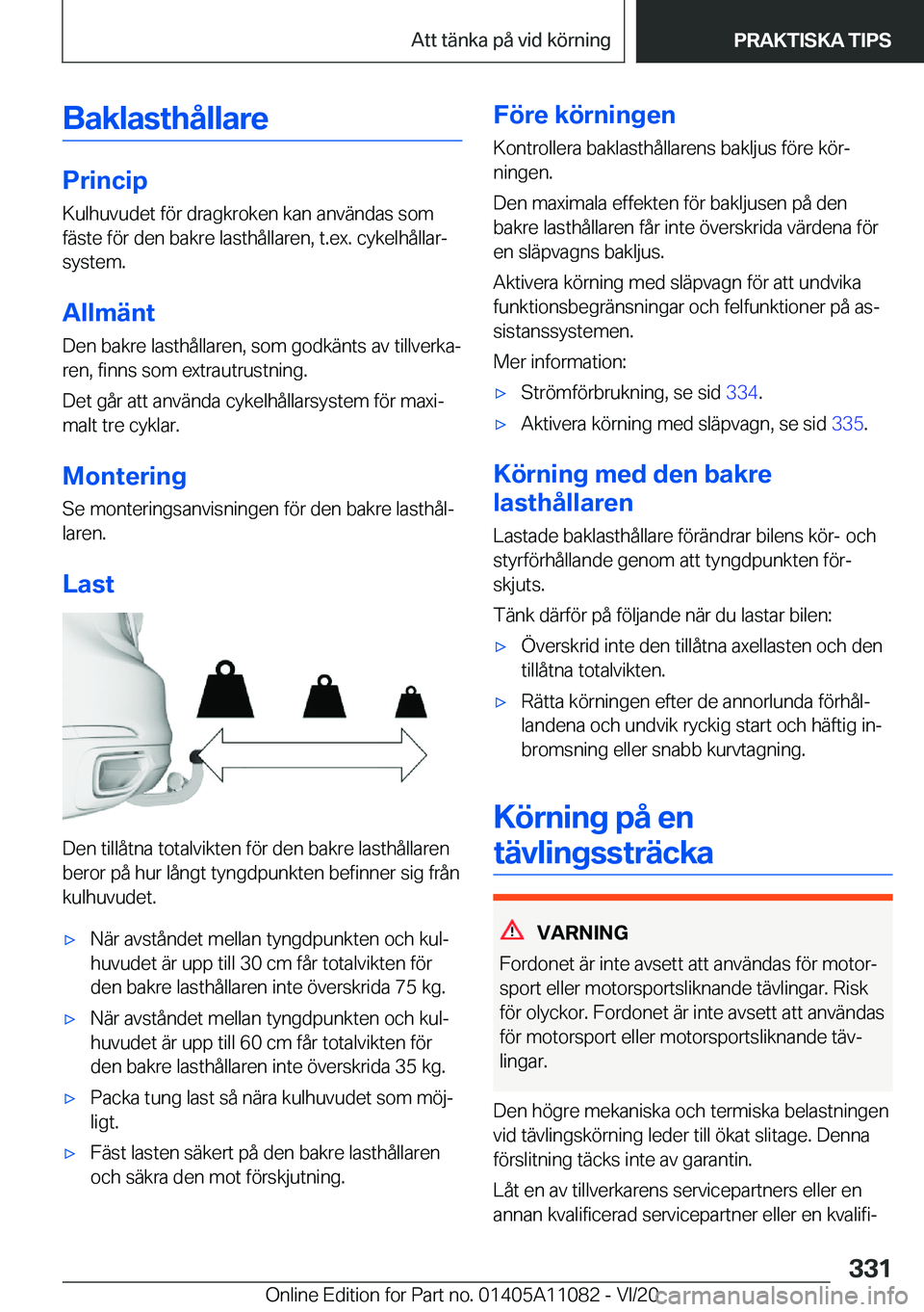 BMW 7 SERIES 2021  InstruktionsbÖcker (in Swedish) �B�a�k�l�a�s�t�h�å�l�l�a�r�e
�P�r�i�n�c�i�p�K�u�l�h�u�v�u�d�e�t��f�