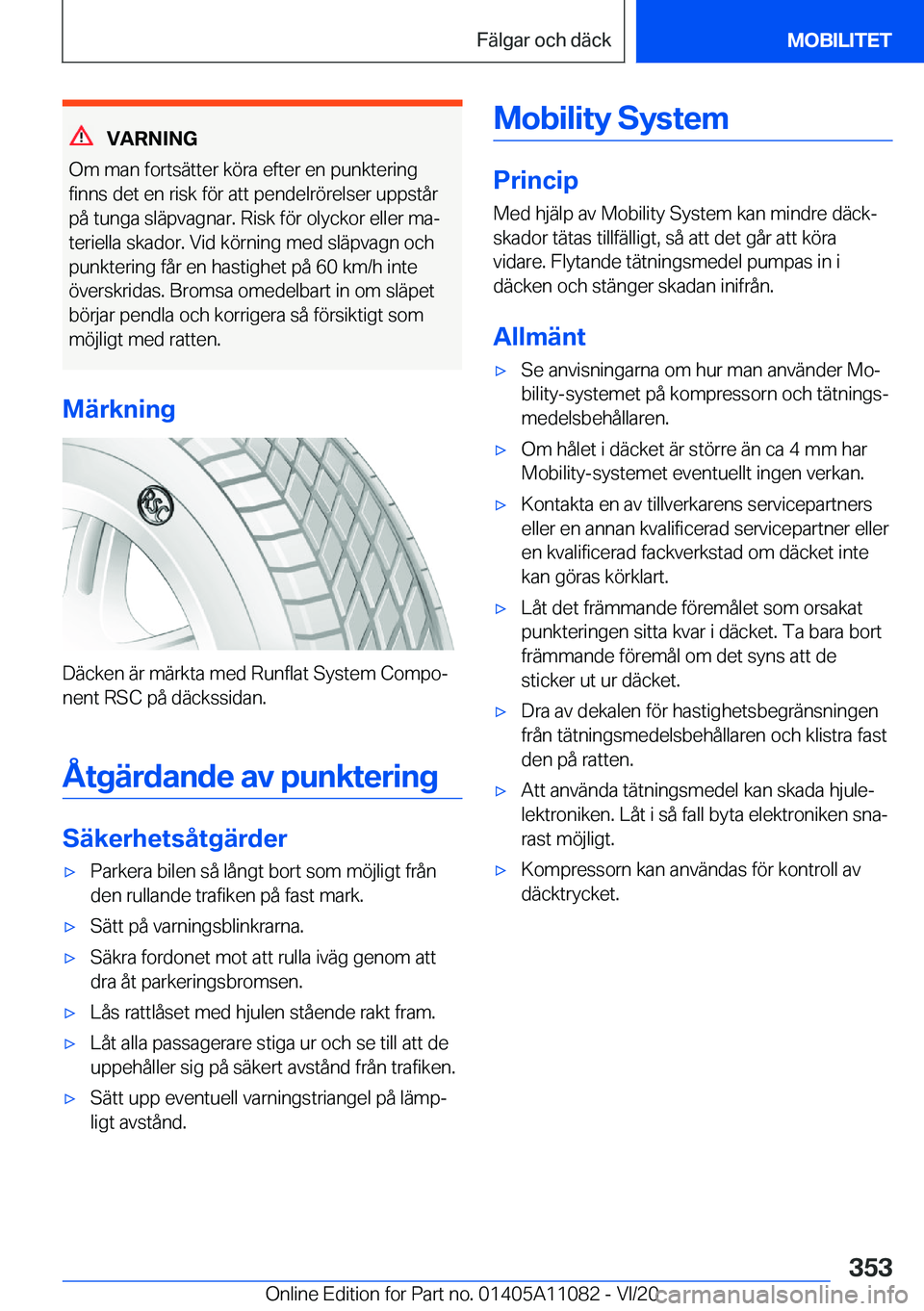 BMW 7 SERIES 2021  InstruktionsbÖcker (in Swedish) �V�A�R�N�I�N�G
�O�m��m�a�n��f�o�r�t�s�ä�t�t�e�r��k�