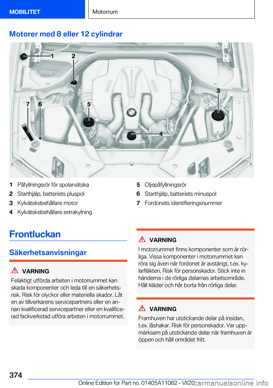 BMW 7 SERIES 2021  InstruktionsbÖcker (in Swedish) �M�o�t�o�r�e�r��m�e�d��8��e�l�l�e�r��1�2��c�y�l�i�n�d�r�a�r�1�P�å�f�y�l�l�n�i�n�g�s�r�