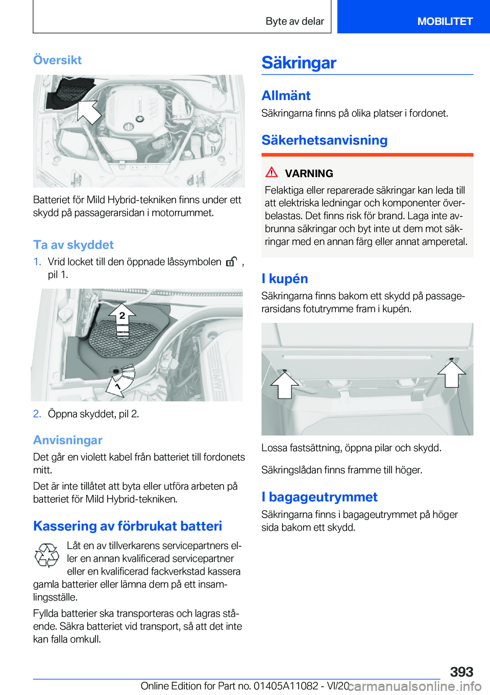 BMW 7 SERIES 2021  InstruktionsbÖcker (in Swedish) �