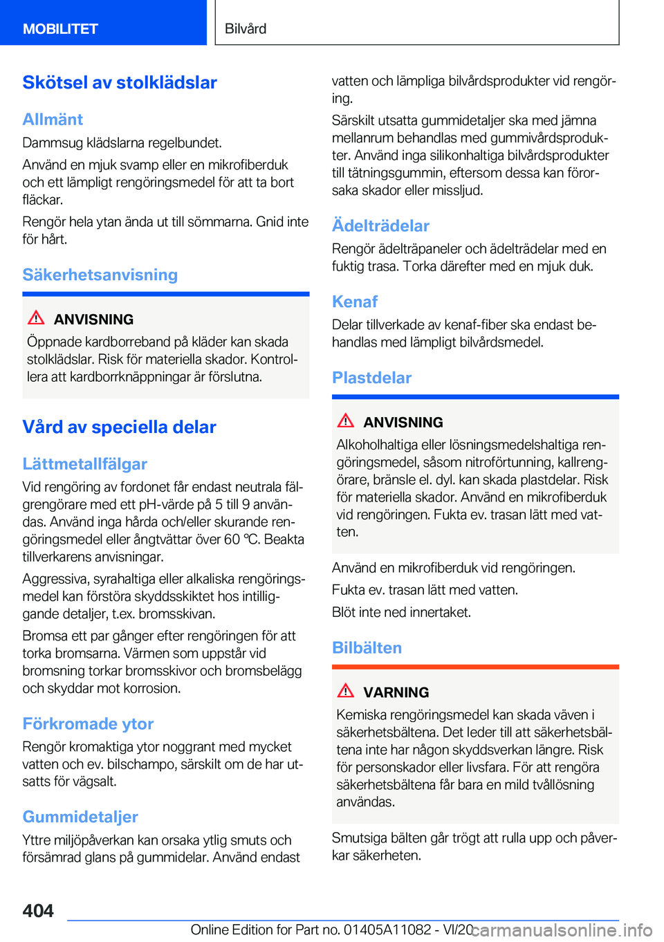 BMW 7 SERIES 2021  InstruktionsbÖcker (in Swedish) �S�k�