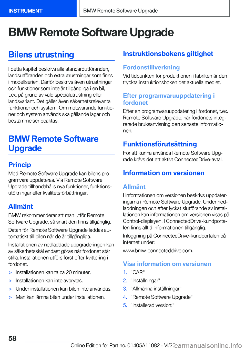BMW 7 SERIES 2021  InstruktionsbÖcker (in Swedish) �B�M�W��R�e�m�o�t�e��S�o�f�t�w�a�r�e��U�p�g�r�a�d�e�B�i�l�e�n�s��u�t�r�u�s�t�n�i�n�g
�I��d�e�t�t�a��k�a�p�i�t�e�l��b�e�s�k�r�i�v�s��a�l�l�a��s�t�a�n�d�a�r�d�u�t�f�
