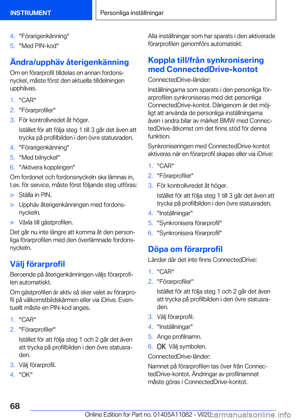 BMW 7 SERIES 2021  InstruktionsbÖcker (in Swedish) �4�.��F�