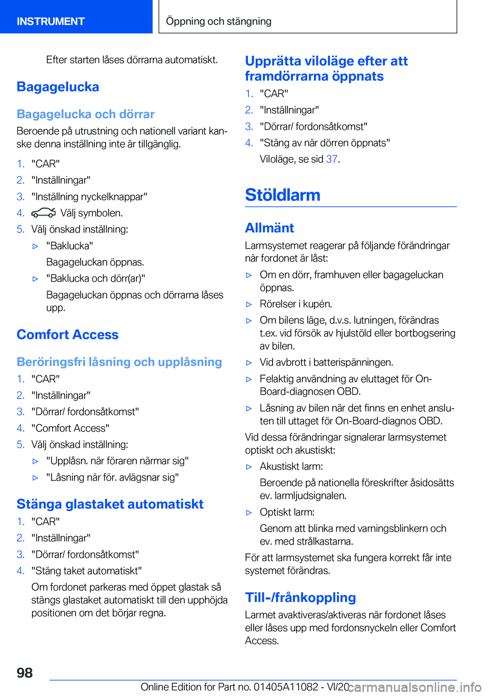 BMW 7 SERIES 2021  InstruktionsbÖcker (in Swedish) �E�f�t�e�r��s�t�a�r�t�e�n��l�å�s�e�s��d�