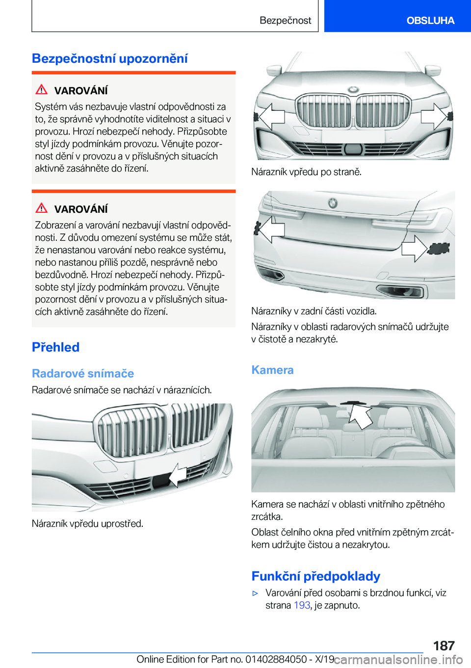 BMW 7 SERIES 2020  Návod na použití (in Czech) �B�e�z�p�e�č�n�o�s�t�n�