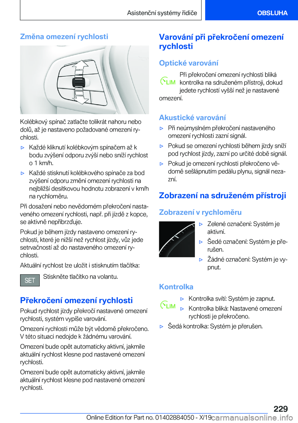 BMW 7 SERIES 2020  Návod na použití (in Czech) �Z�m�ě�n�a��o�m�e�z�e�n�