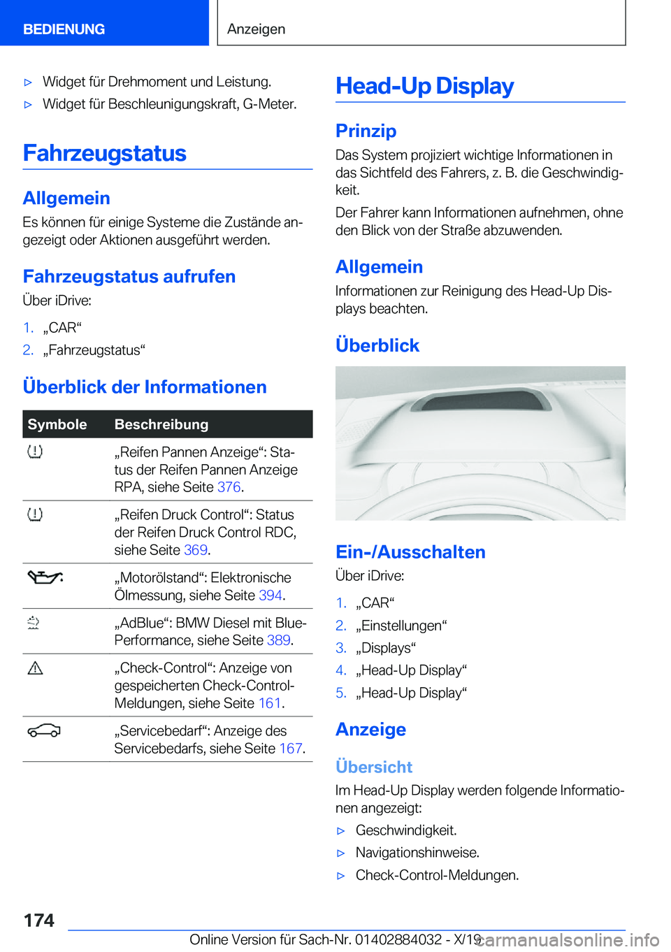 BMW 7 SERIES 2020  Betriebsanleitungen (in German) 'x�W�i�d�g�e�t��f�