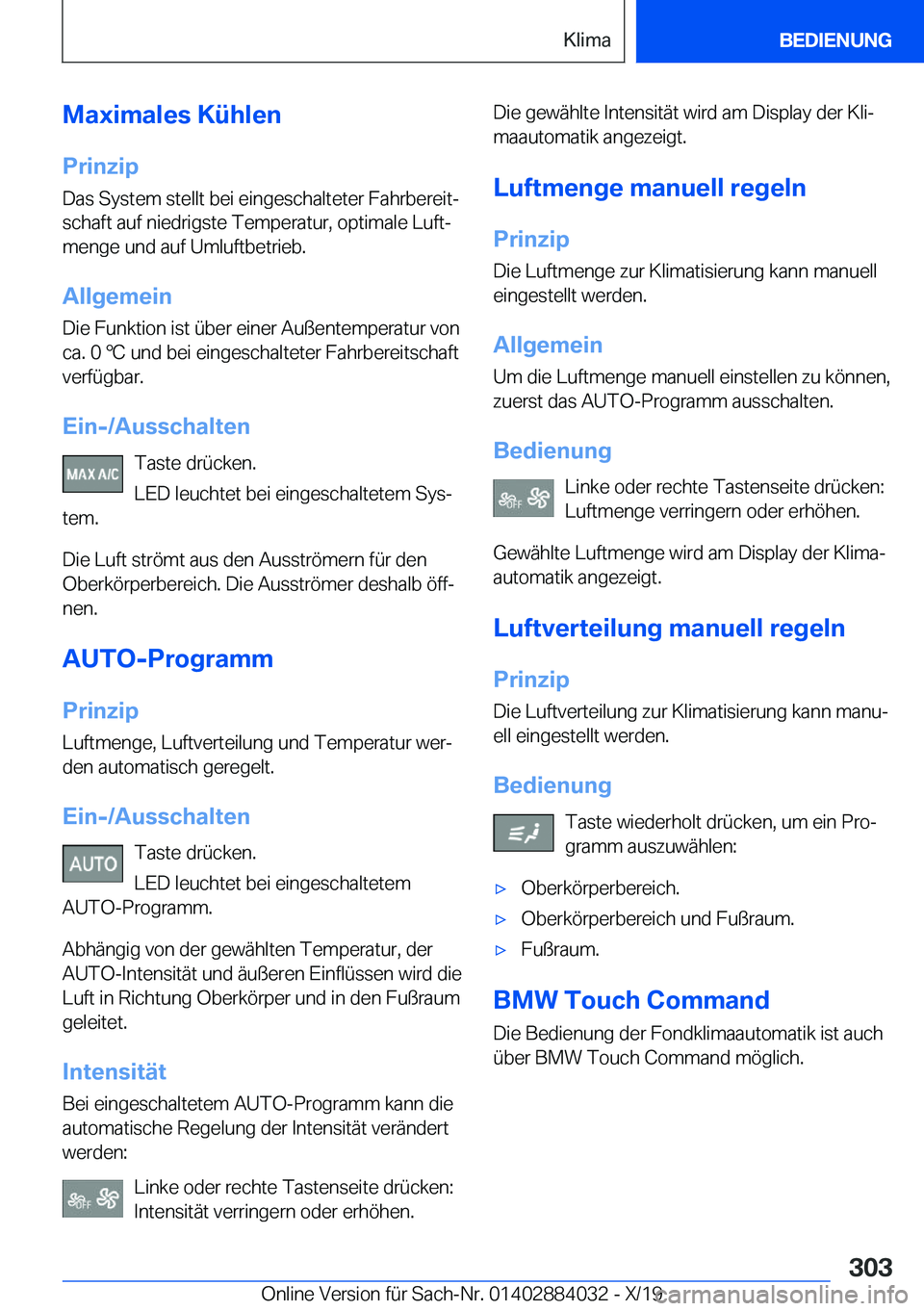 BMW 7 SERIES 2020  Betriebsanleitungen (in German) �M�a�x�i�m�a�l�e�s��K�