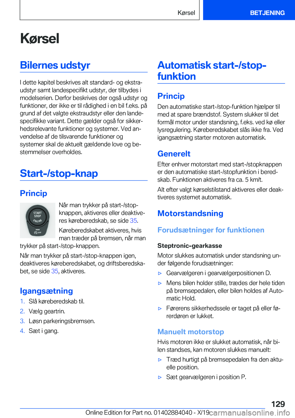 BMW 7 SERIES 2020  InstruktionsbØger (in Danish) �K�