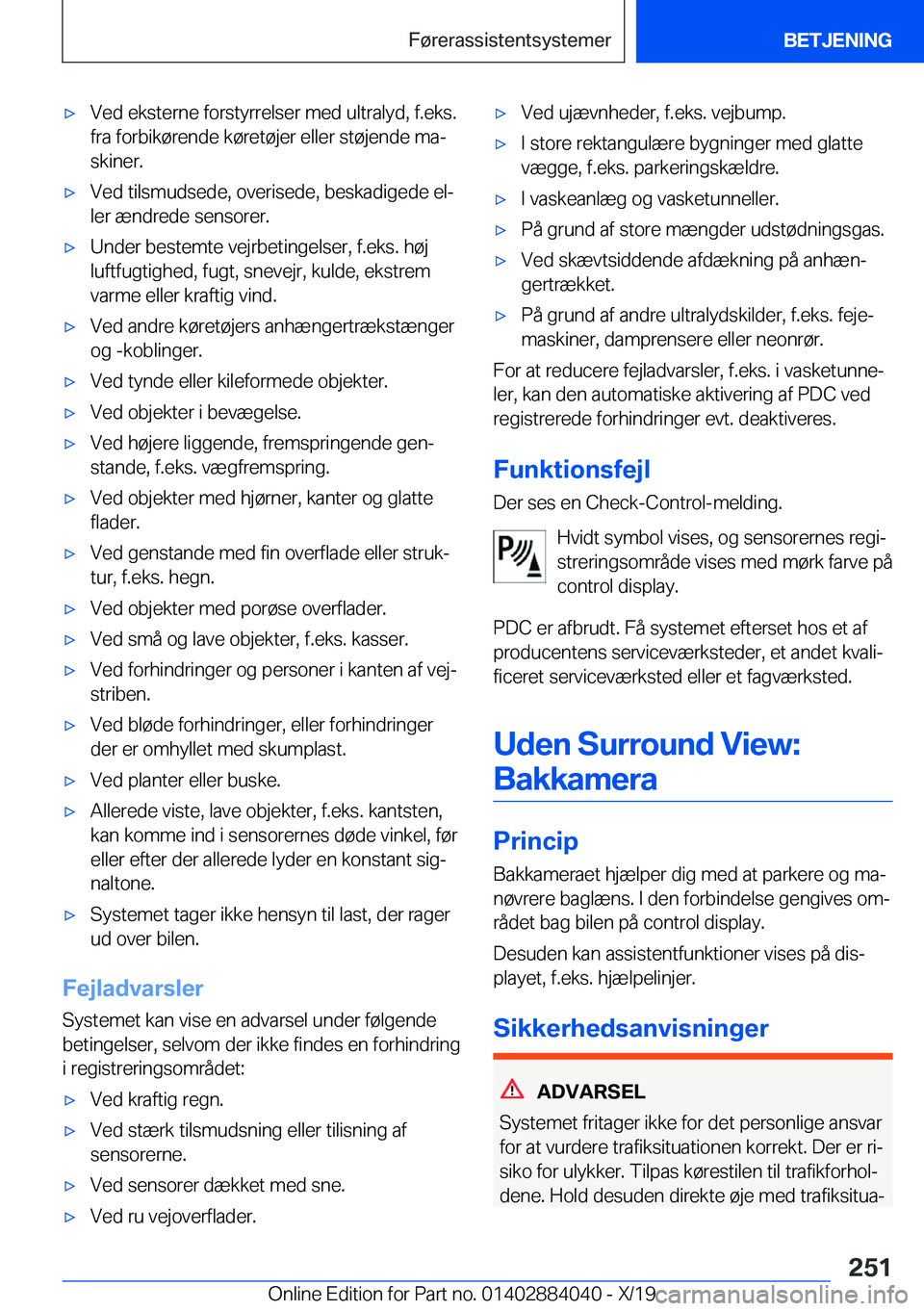 BMW 7 SERIES 2020  InstruktionsbØger (in Danish) 'x�V�e�d��e�k�s�t�e�r�n�e��f�o�r�s�t�y�r�r�e�l�s�e�r��m�e�d��u�l�t�r�a�l�y�d�,��f�.�e�k�s�.�f�r�a��f�o�r�b�i�k�
