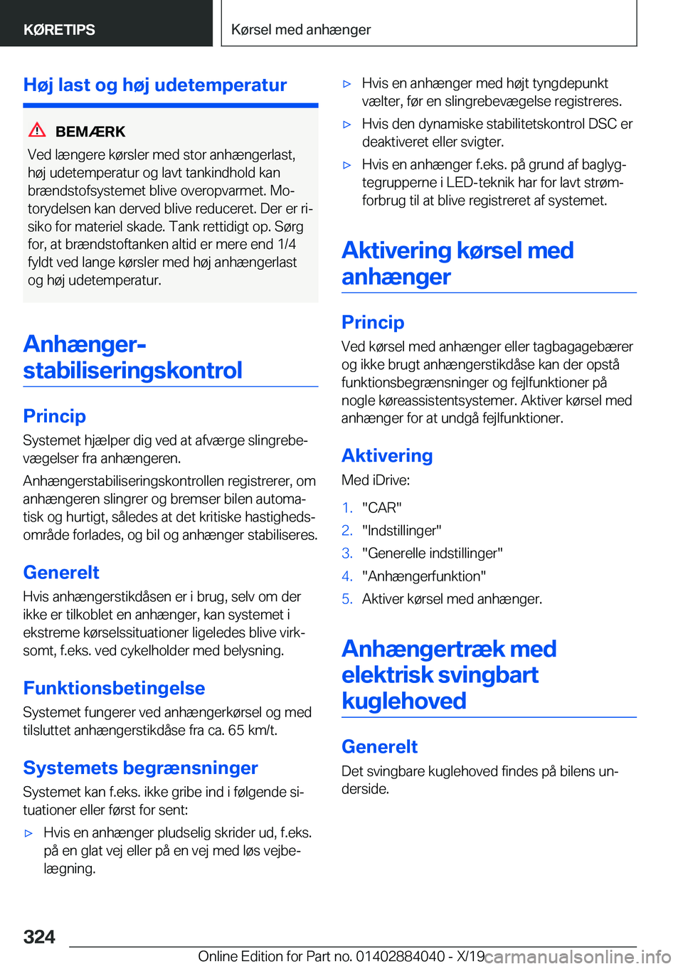 BMW 7 SERIES 2020  InstruktionsbØger (in Danish) �H�