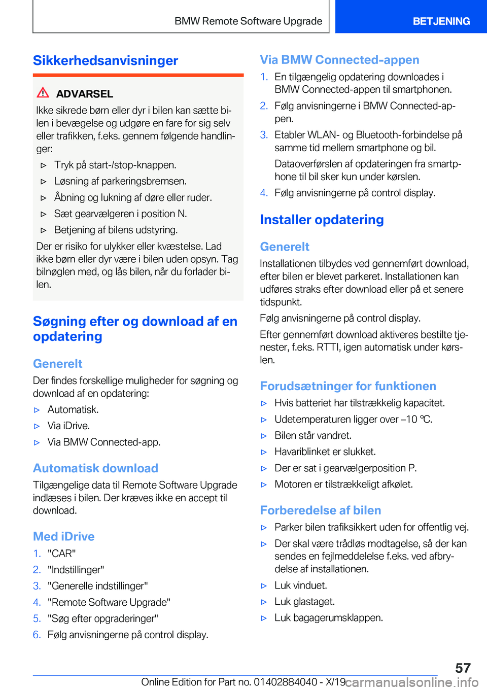 BMW 7 SERIES 2020  InstruktionsbØger (in Danish) �S�i�k�k�e�r�h�e�d�s�a�n�v�i�s�n�i�n�g�e�r
�A�D�V�A�R�S�E�L
�I�k�k�e��s�i�k�r�e�d�e��b�