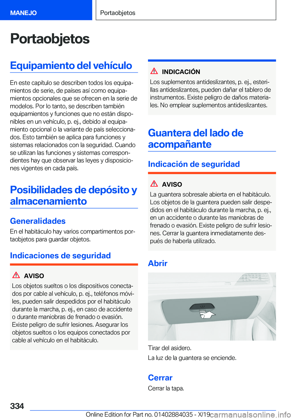 BMW 7 SERIES 2020  Manuales de Empleo (in Spanish) �P�o�r�t�a�o�b�j�e�t�o�s�E�q�u�i�p�a�m�i�e�n�t�o��d�e�l��v�e�h�