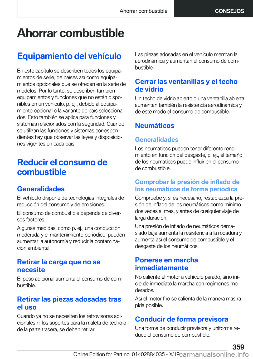 BMW 7 SERIES 2020  Manuales de Empleo (in Spanish) �A�h�o�r�r�a�r��c�o�m�b�u�s�t�i�b�l�e�E�q�u�i�p�a�m�i�e�n�t�o��d�e�l��v�e�h�
