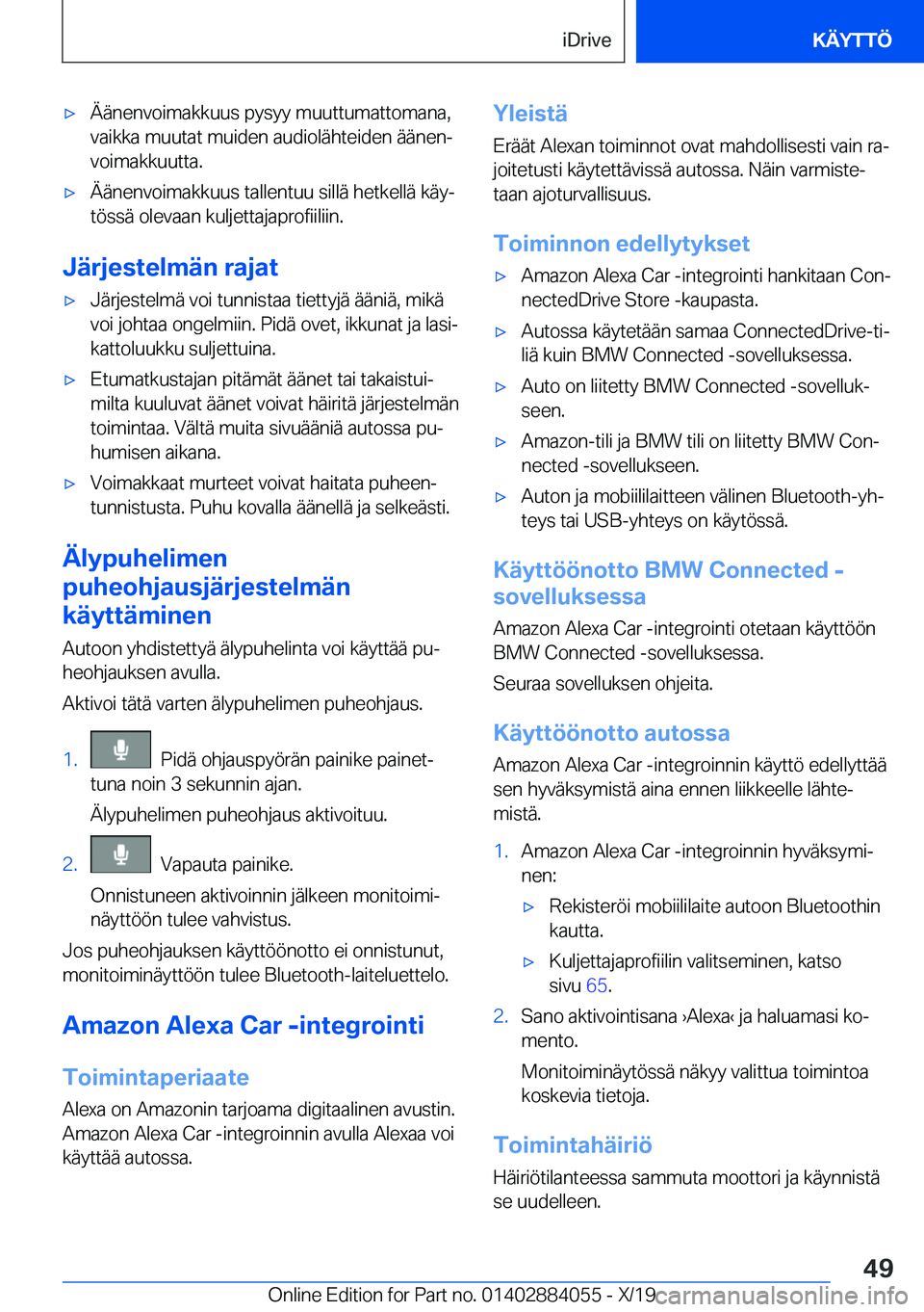 BMW 7 SERIES 2020  Omistajan Käsikirja (in Finnish) 'x�