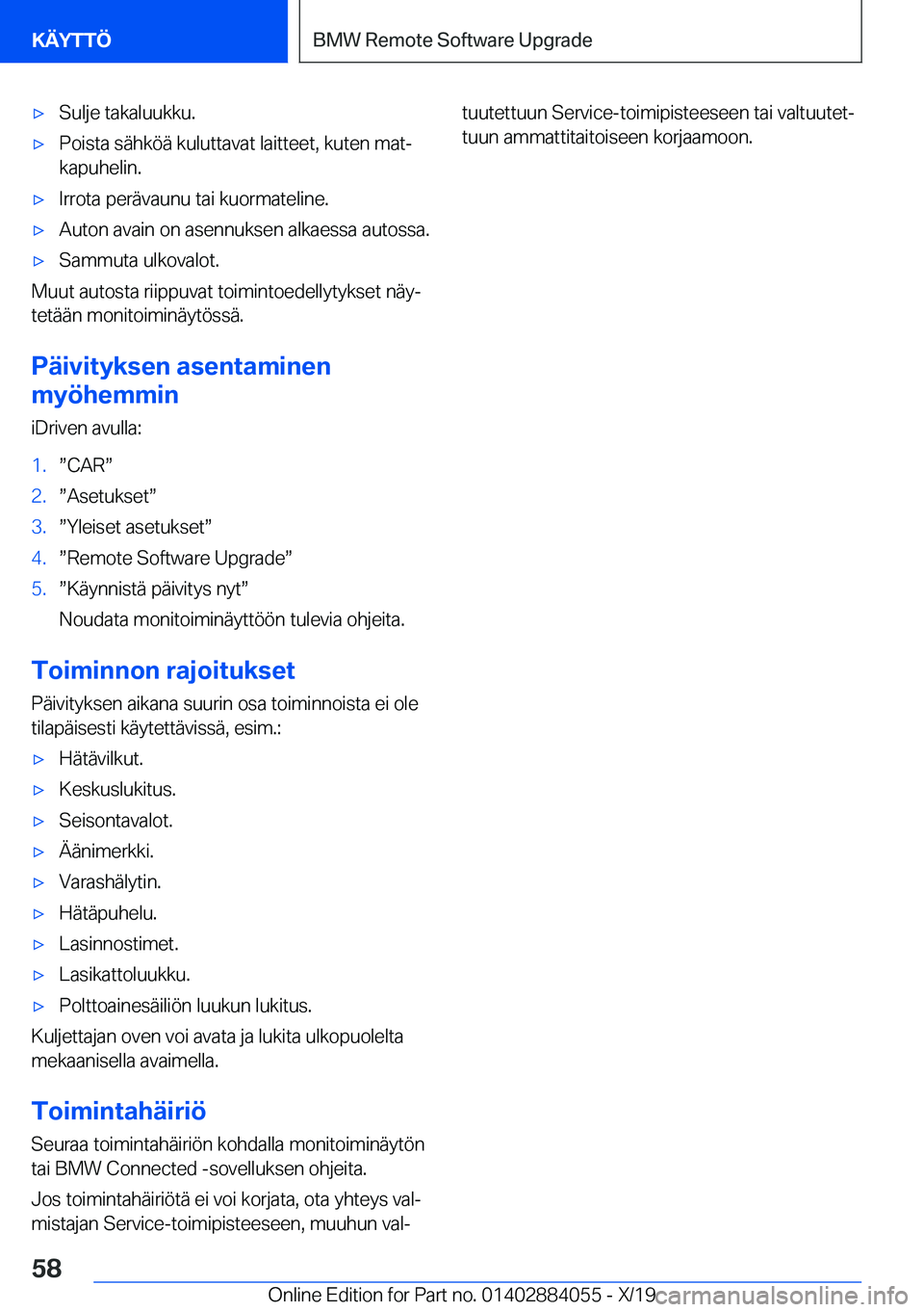BMW 7 SERIES 2020  Omistajan Käsikirja (in Finnish) 'x�S�u�l�j�e��t�a�k�a�l�u�u�k�k�u�.'x�P�o�i�s�t�a��s�