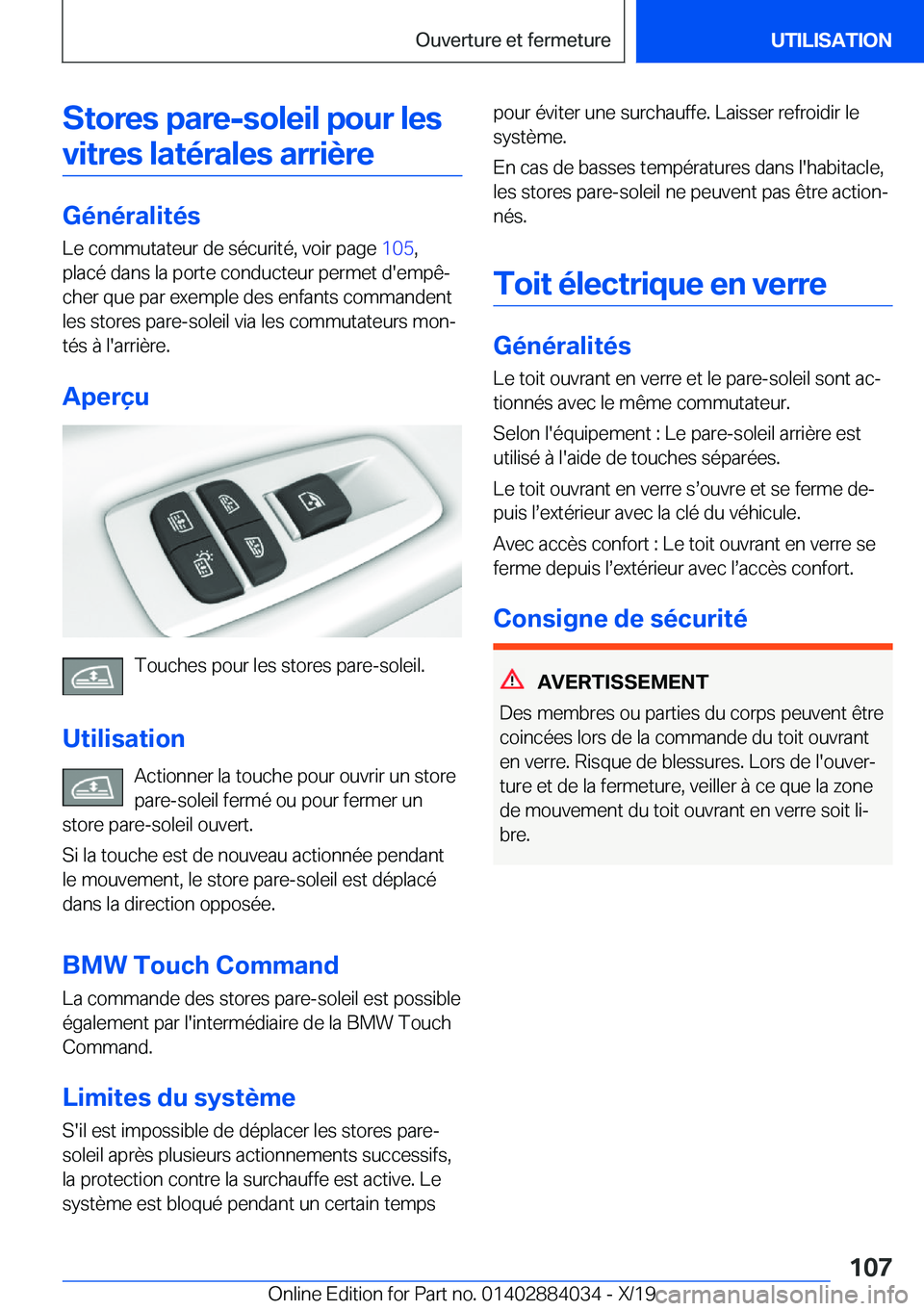 BMW 7 SERIES 2020  Notices Demploi (in French) �S�t�o�r�e�s��p�a�r�e�-�s�o�l�e�i�l��p�o�u�r��l�e�s�v�i�t�r�e�s��l�a�t�é�r�a�l�e�s��a�r�r�i�è�r�e
�G�é�n�é�r�a�l�i�t�é�s �L�e��c�o�m�m�u�t�a�t�e�u�r��d�e��s�é�c�u�r�i�t�é�,��v�o�i�r��