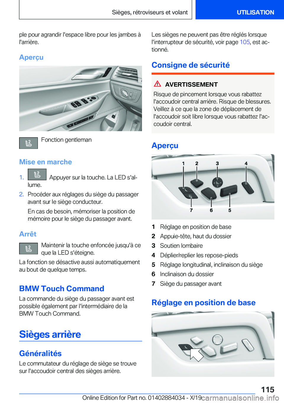 BMW 7 SERIES 2020  Notices Demploi (in French) �p�l�e��p�o�u�r��a�g�r�a�n�d�i�r��l�'�e�s�p�a�c�e��l�i�b�r�e��p�o�u�r��l�e�s��j�a�m�b�e�s��