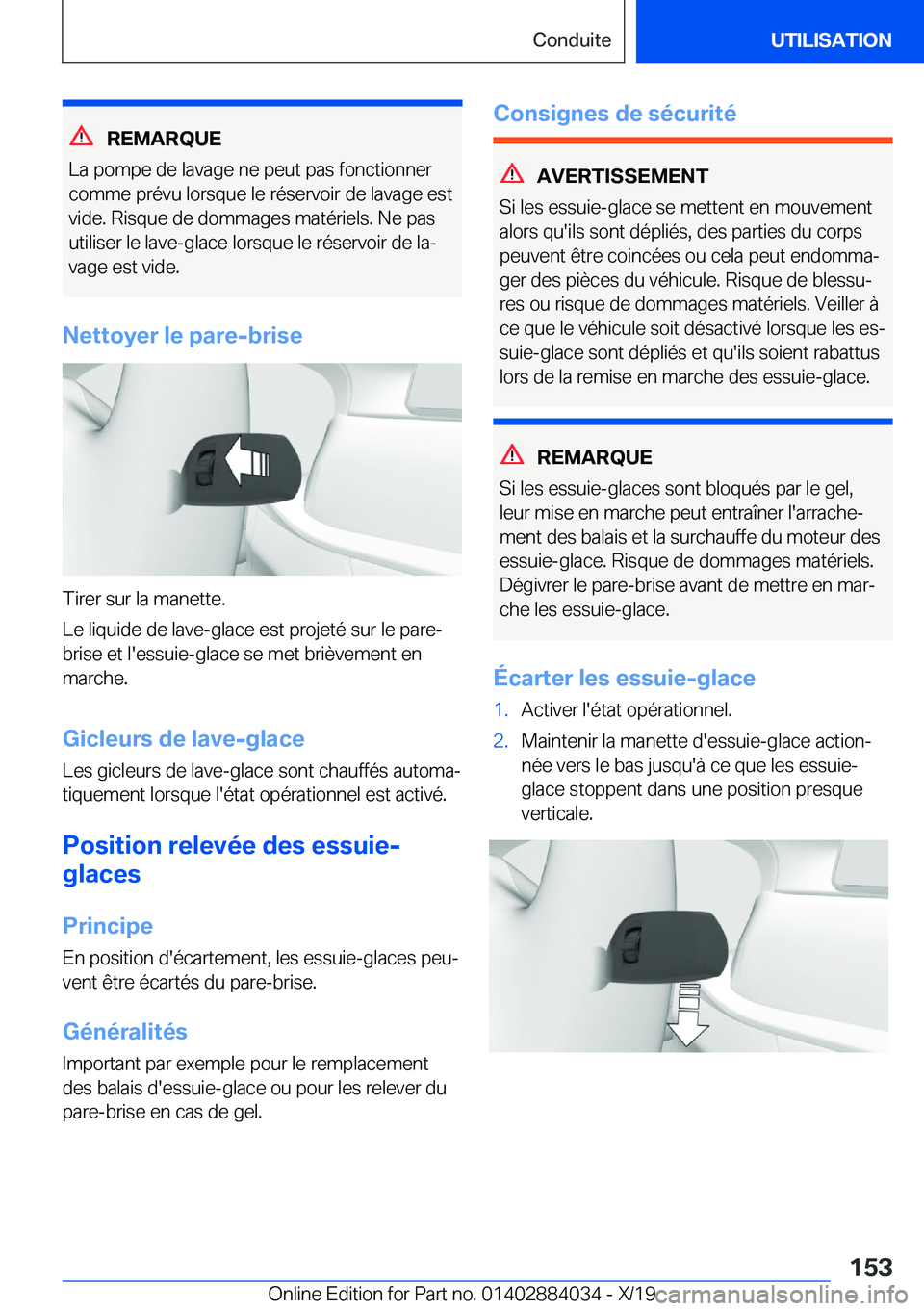 BMW 7 SERIES 2020  Notices Demploi (in French) �R�E�M�A�R�Q�U�E
�L�a��p�o�m�p�e��d�e��l�a�v�a�g�e��n�e��p�e�u�t��p�a�s��f�o�n�c�t�i�o�n�n�e�r
�c�o�m�m�e��p�r�é�v�u��l�o�r�s�q�u�e��l�e��r�é�s�e�r�v�o�i�r��d�e��l�a�v�a�g�e��e�s�t �v�