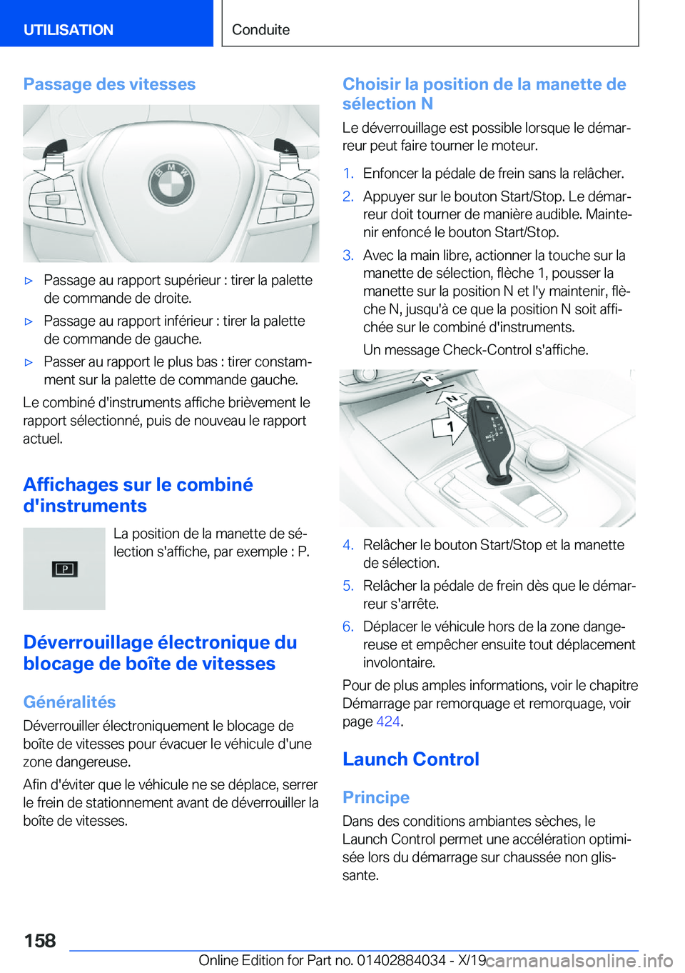 BMW 7 SERIES 2020  Notices Demploi (in French) �P�a�s�s�a�g�e��d�e�s��v�i�t�e�s�s�e�s'x�P�a�s�s�a�g�e��a�u��r�a�p�p�o�r�t��s�u�p�é�r�i�e�u�r��:��t�i�r�e�r��l�a��p�a�l�e�t�t�e�d�e��c�o�m�m�a�n�d�e��d�e��d�r�o�i�t�e�.'x�P�a�s�s�