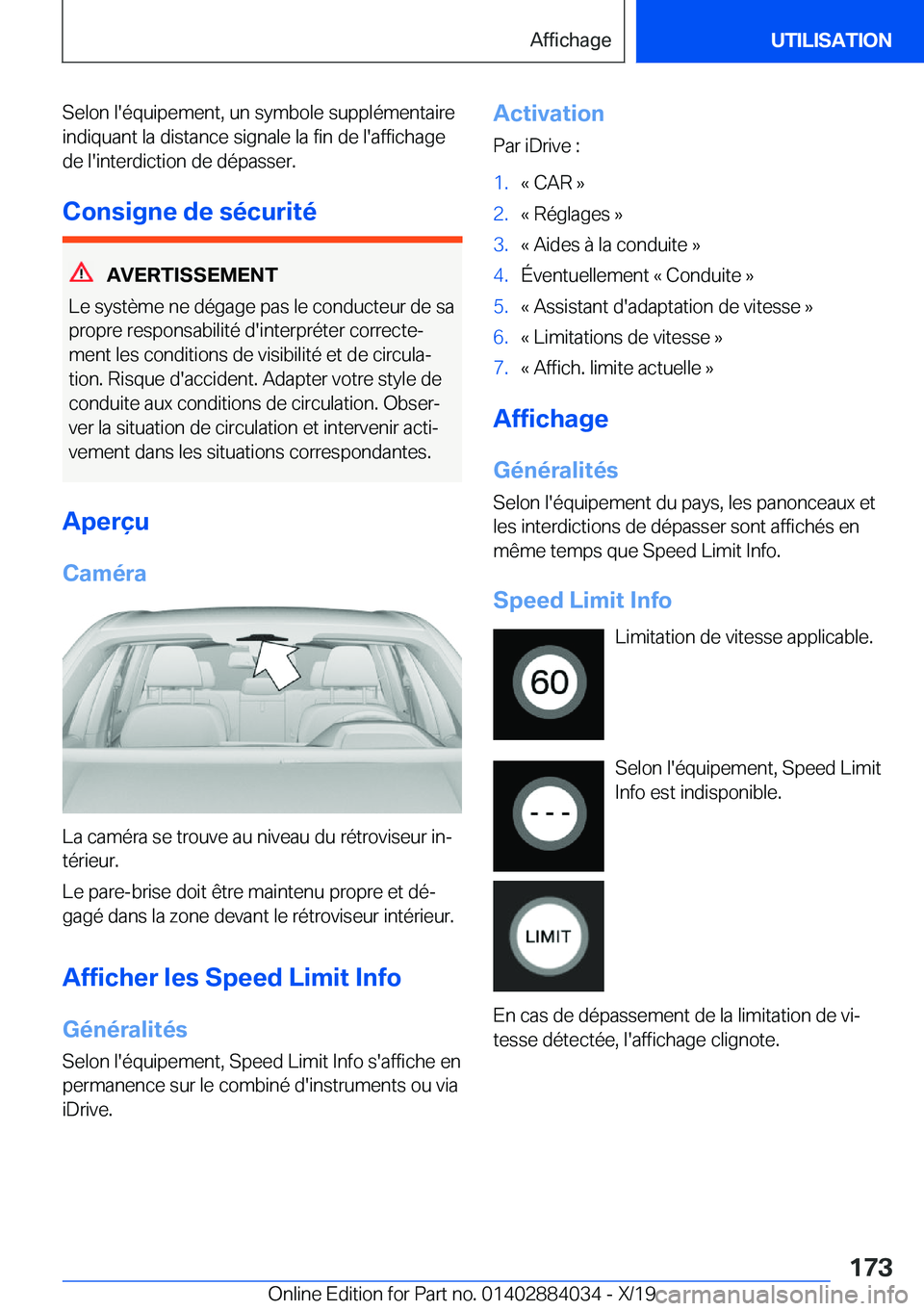 BMW 7 SERIES 2020  Notices Demploi (in French) �S�e�l�o�n��l�'�é�q�u�i�p�e�m�e�n�t�,��u�n��s�y�m�b�o�l�e��s�u�p�p�l�é�m�e�n�t�a�i�r�e�i�n�d�i�q�u�a�n�t��l�a��d�i�s�t�a�n�c�e��s�i�g�n�a�l�e��l�a��f�i�n��d�e��l�'�a�f�f�i�c�h�a�g