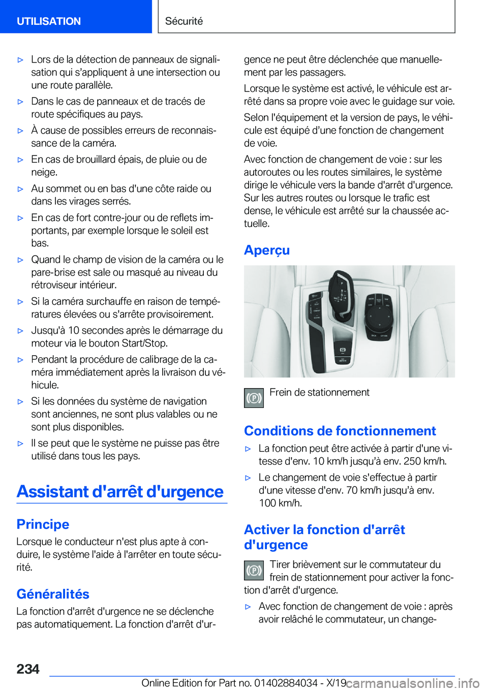 BMW 7 SERIES 2020  Notices Demploi (in French) 'x�L�o�r�s��d�e��l�a��d�é�t�e�c�t�i�o�n��d�e��p�a�n�n�e�a�u�x��d�e��s�i�g�n�a�l�ij
�s�a�t�i�o�n��q�u�i��ss�a�p�p�l�i�q�u�e�n�t��