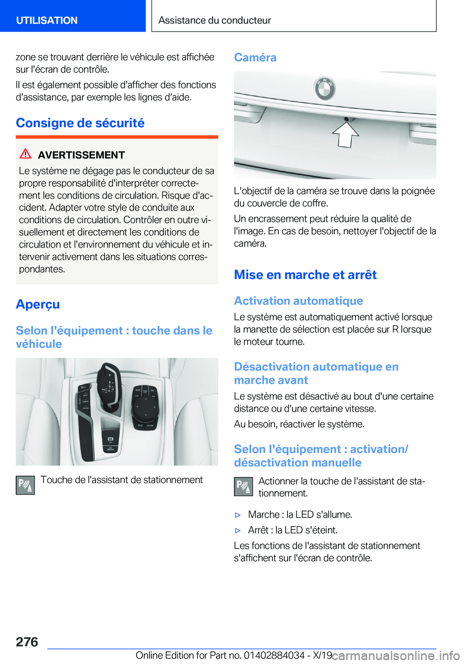 BMW 7 SERIES 2020  Notices Demploi (in French) �z�o�n�e��s�e��t�r�o�u�v�a�n�t��d�e�r�r�i�è�r�e��l�e��v�é�h�i�c�u�l�e��e�s�t��a�f�f�i�c�h�é�e�s�u�r��l�'�é�c�r�a�n��d�e��c�o�n�t�r�